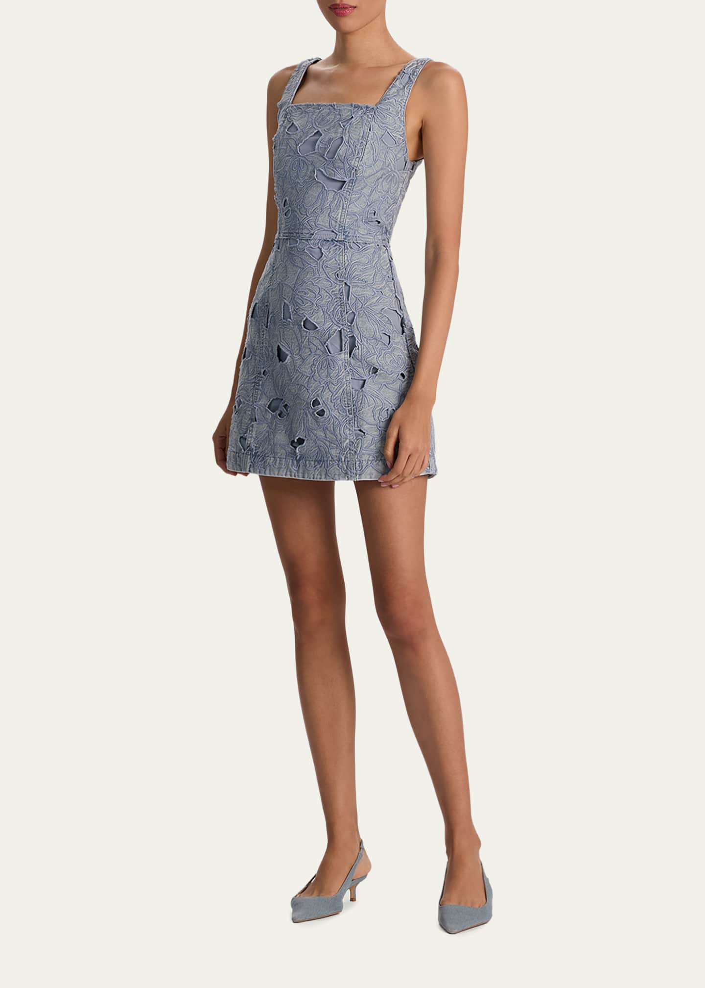 ALICE + OLIVIA Maryann Cutout Floral Denim Mini Dress - Bergdorf