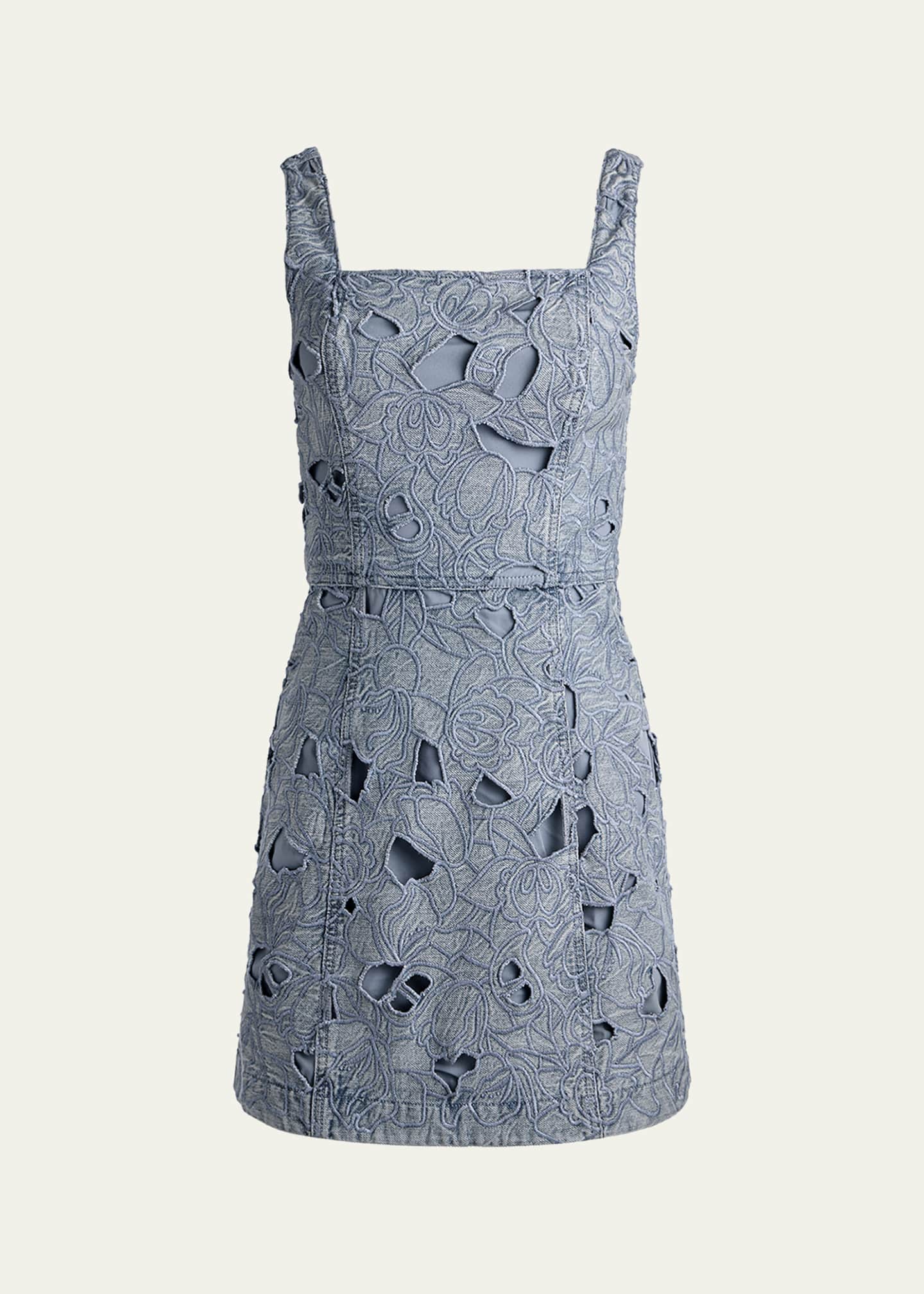 ALICE + OLIVIA Maryann Cutout Floral Denim Mini Dress - Bergdorf
