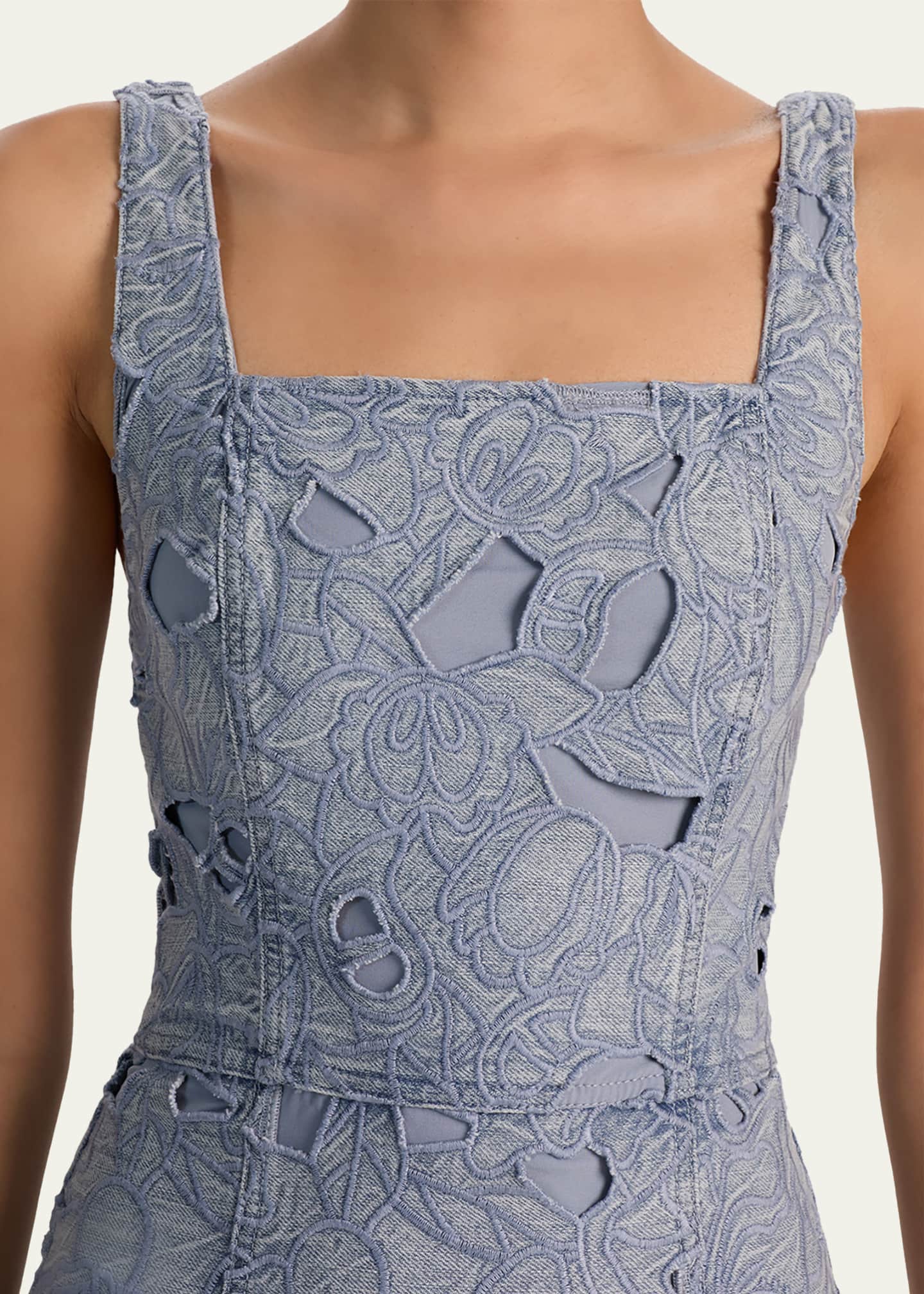 ALICE + OLIVIA Maryann Cutout Floral Denim Mini Dress - Bergdorf