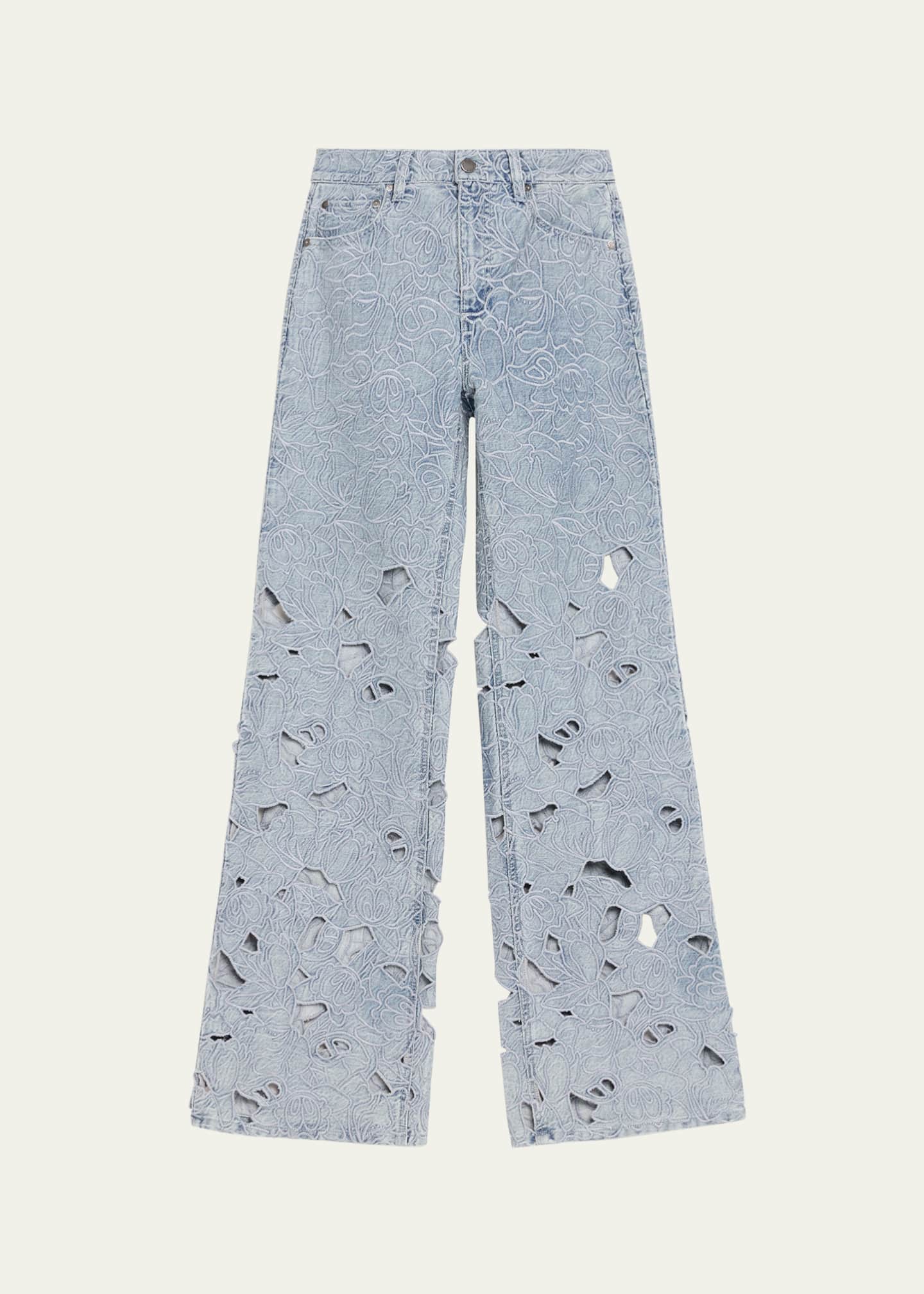 ALICE + OLIVIA Chic Embroidered Eyelet Bootcut Jeans - Bergdorf