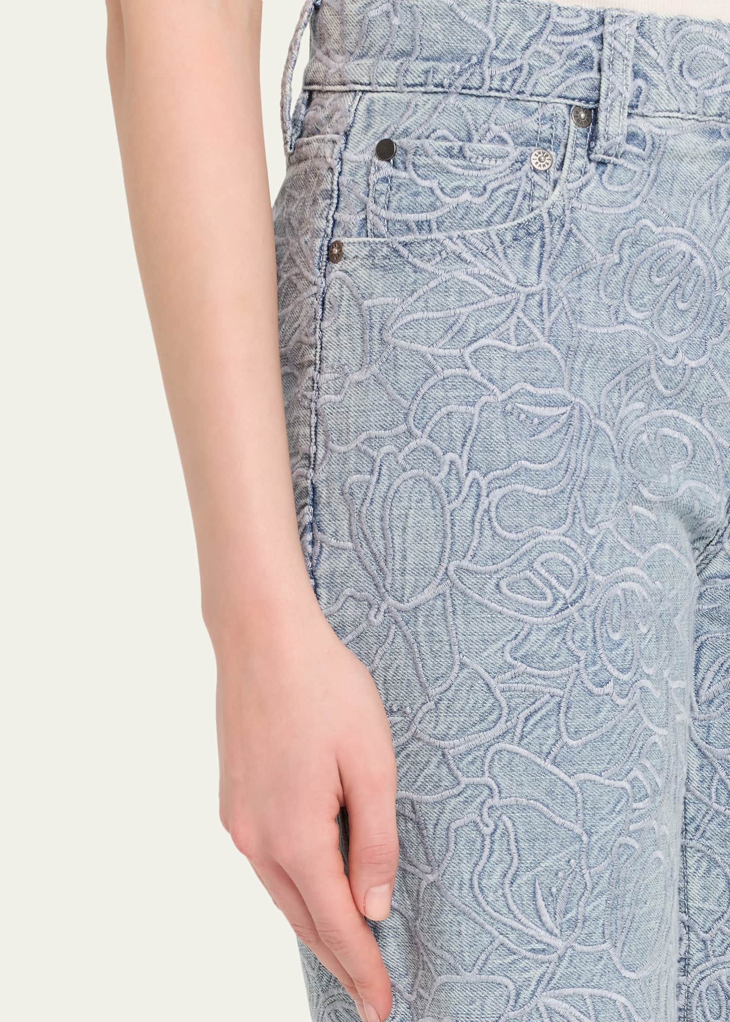 ALICE + OLIVIA Chic Embroidered Eyelet Bootcut Jeans - Bergdorf