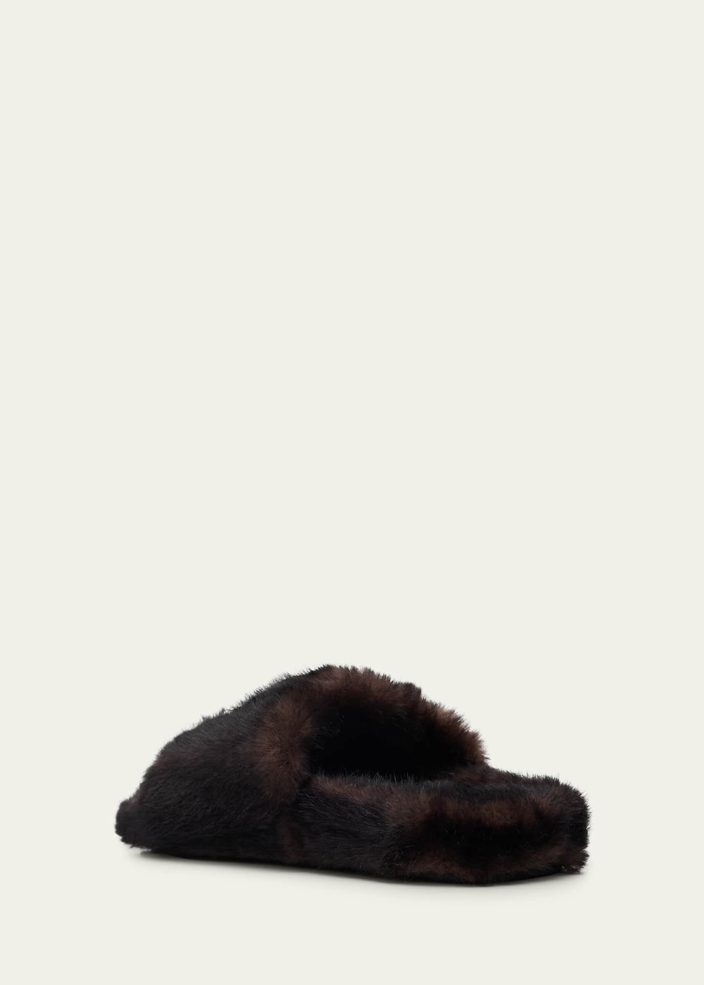 Balenciaga Embellished Bow Faux Fur Slide Sandals - Bergdorf Goodman