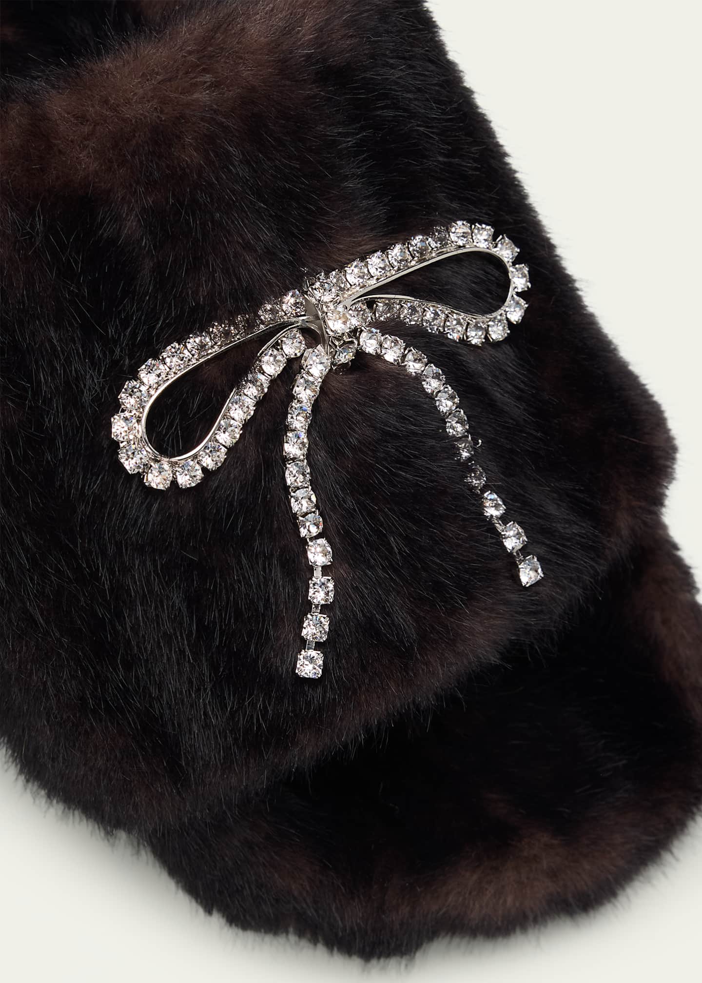 Balenciaga Embellished Bow Faux Fur Slide Sandals - Bergdorf Goodman