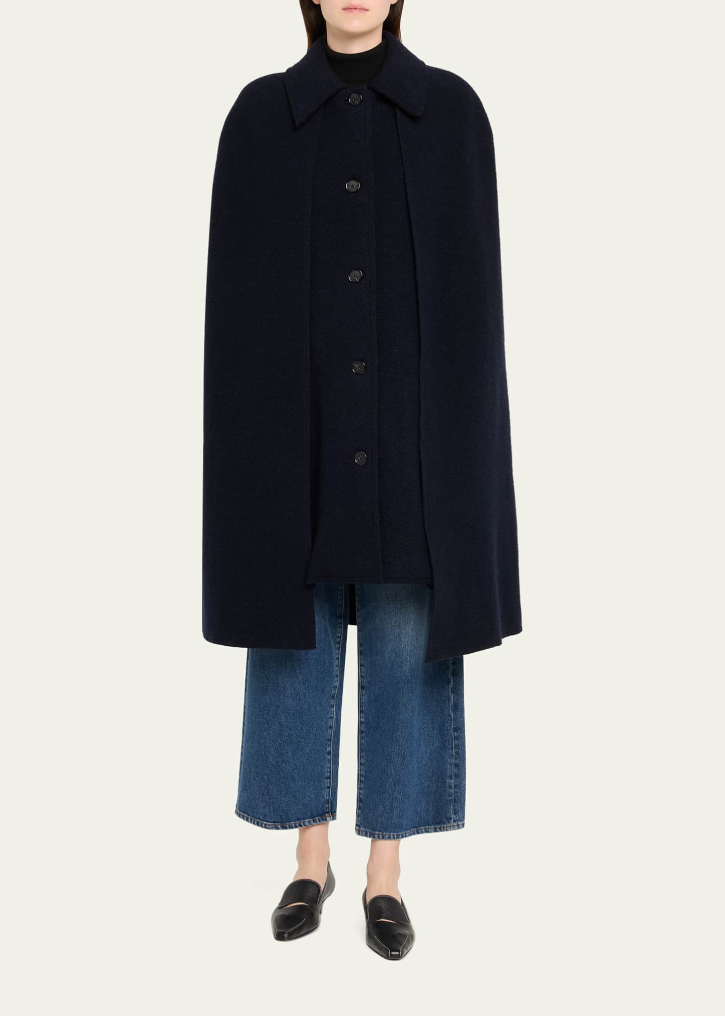 Toteme Single-Breasted Wool Boucle Cape Coat - Bergdorf Goodman