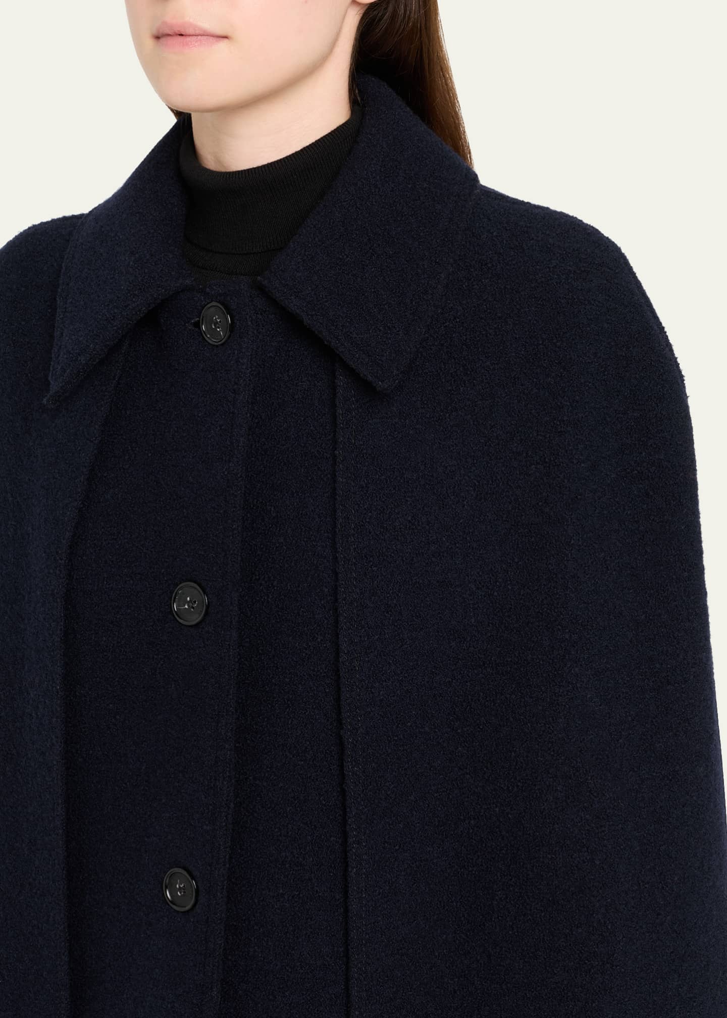 Toteme Single-Breasted Wool Boucle Cape Coat - Bergdorf Goodman