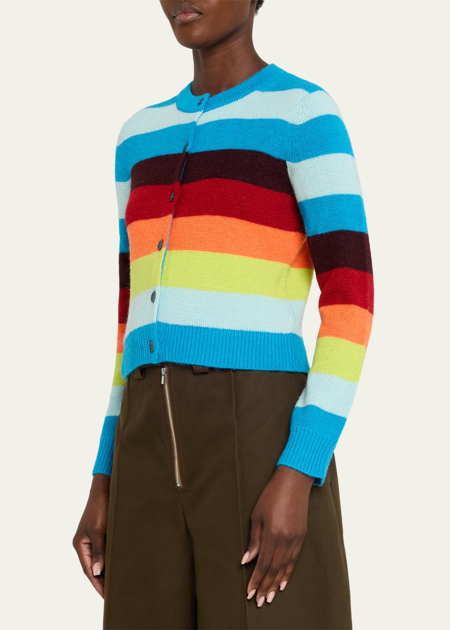CHRISTOPHER JOHN ROGERS Striped Crop Crewneck Cardigan - Bergdorf 