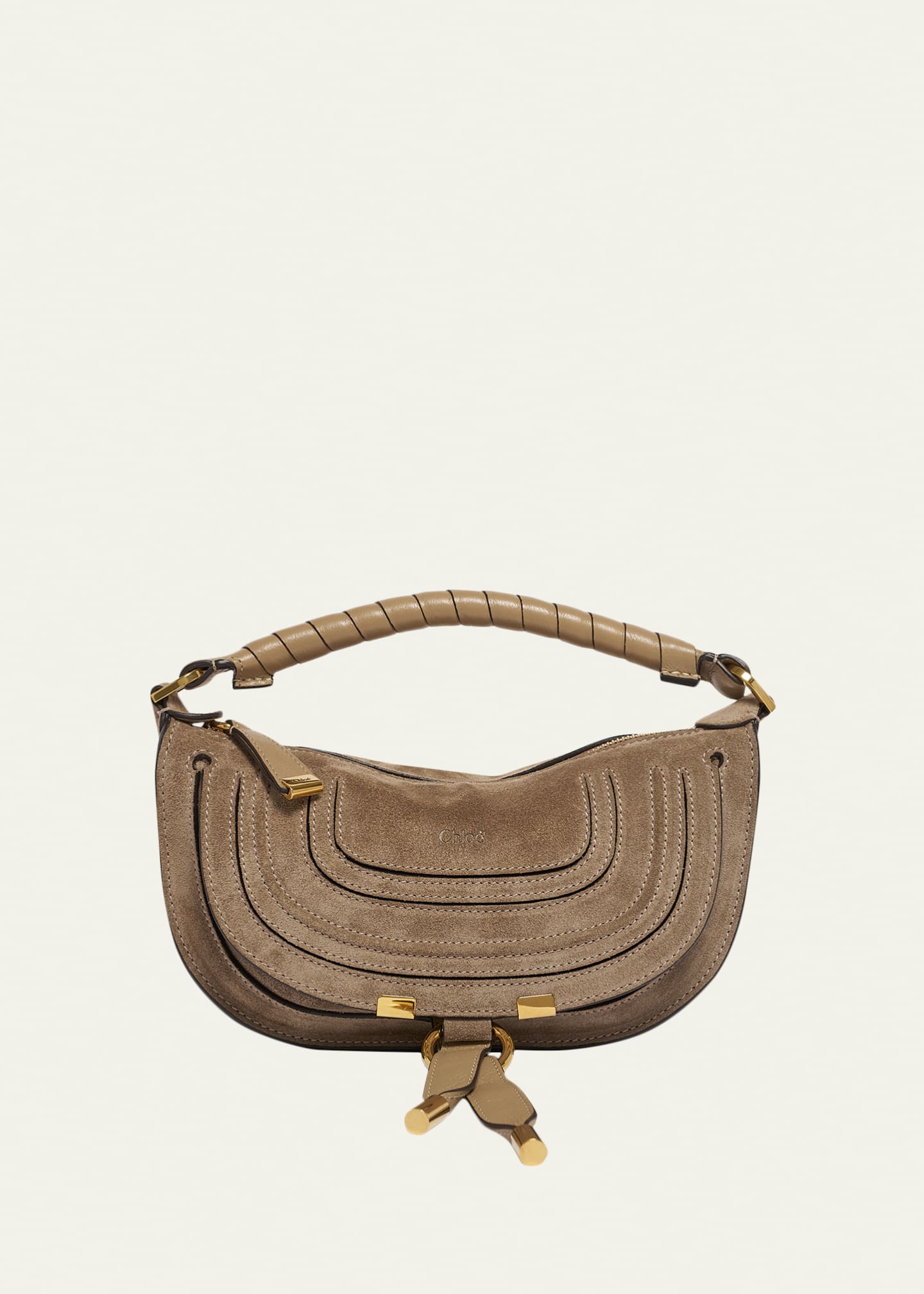 Chloe Marcie Mini Saddle Crossbody Bag in Suede - Bergdorf Goodman