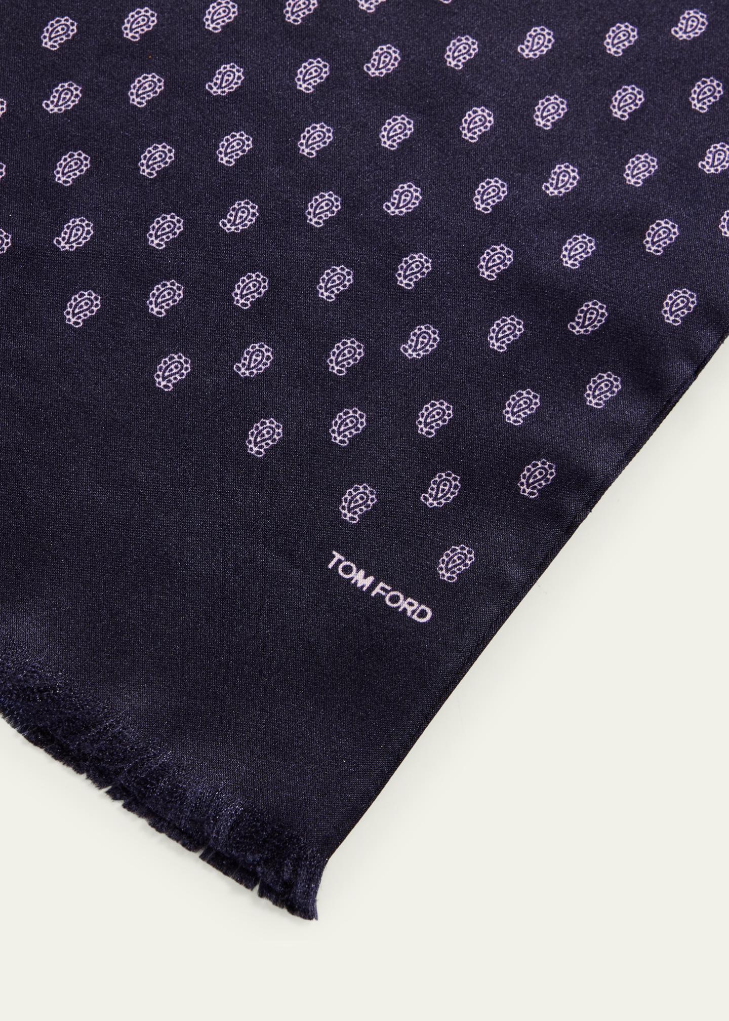 TOM FORD Men's Micro Paisley-Print Mulberry Silk Scarf - Bergdorf