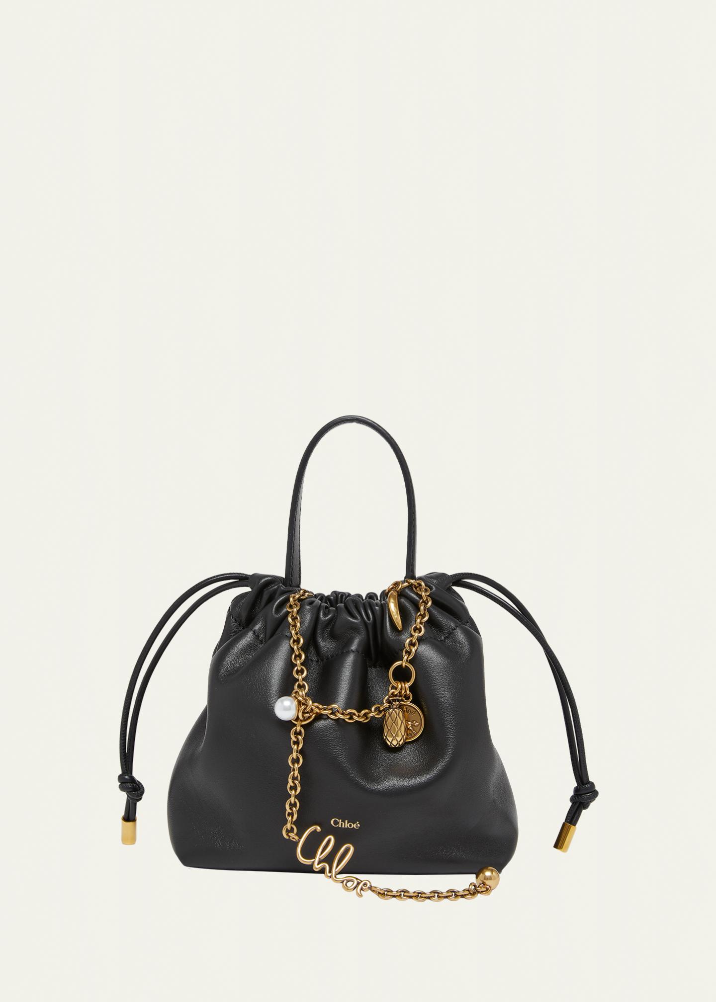 Chloe Icons Mini Drawstring Shoulder Bag in Nappa Leather