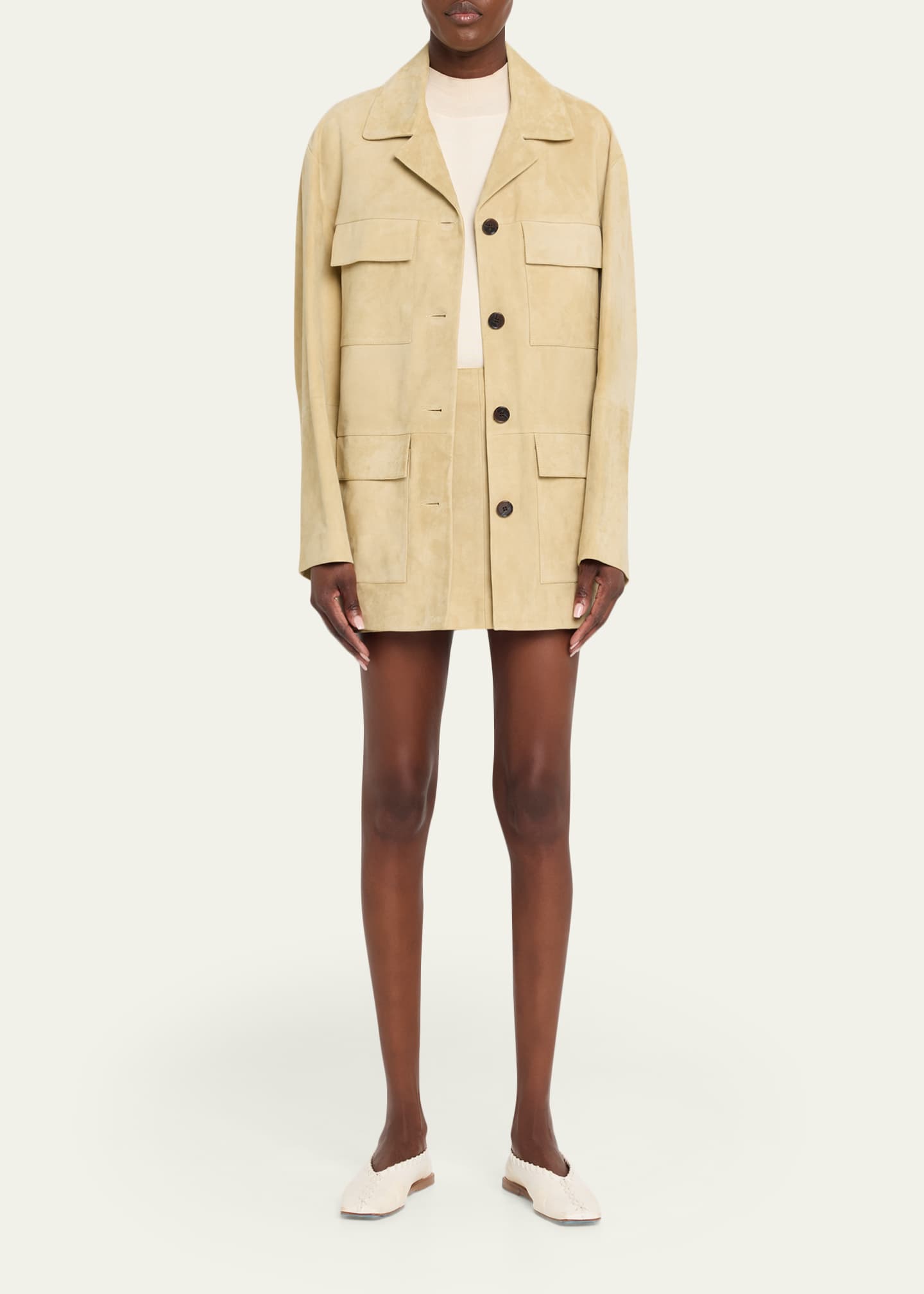 Arma Sendy Button-Down Suede Jacket - Bergdorf Goodman