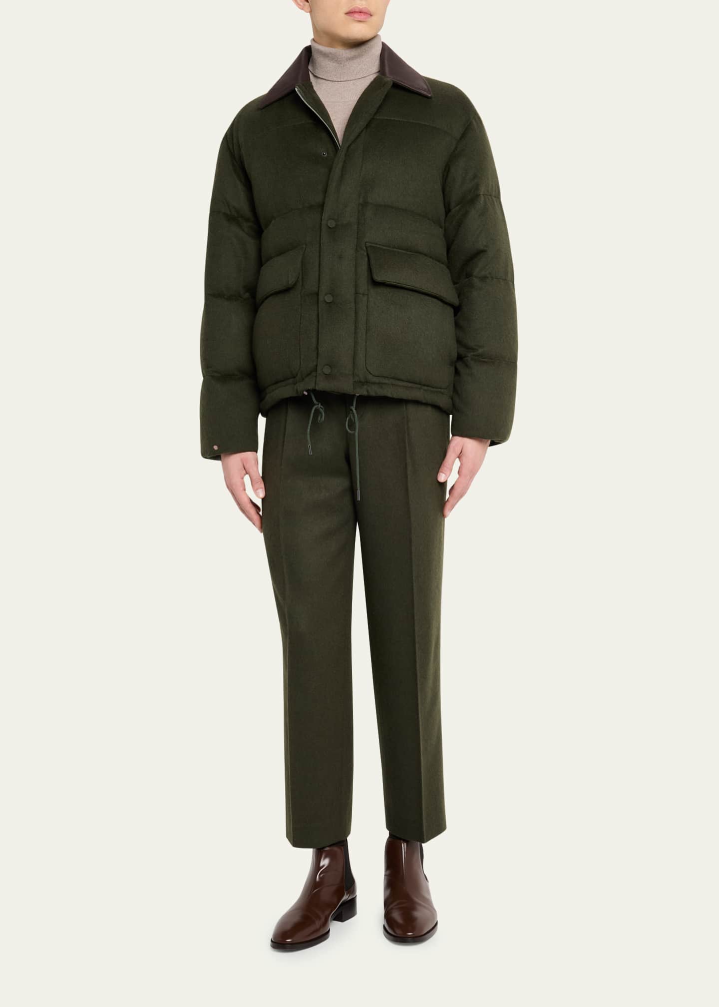 AURALEE Men's Quilted Wool Leather-Collar Jacket - Bergdorf Goodman