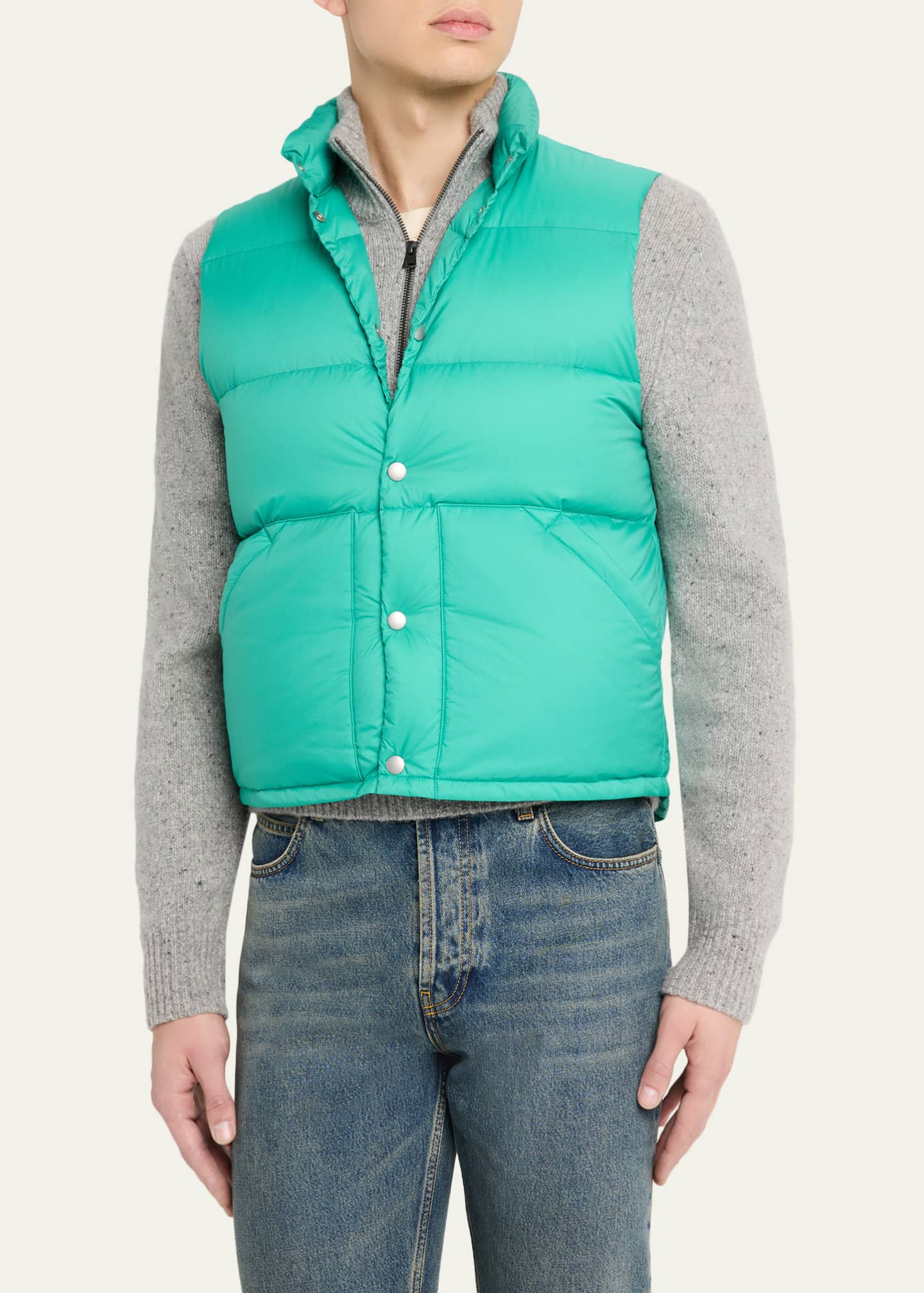 AURALEE Men's Nylon Ripstop Puffer Vest - Bergdorf Goodman