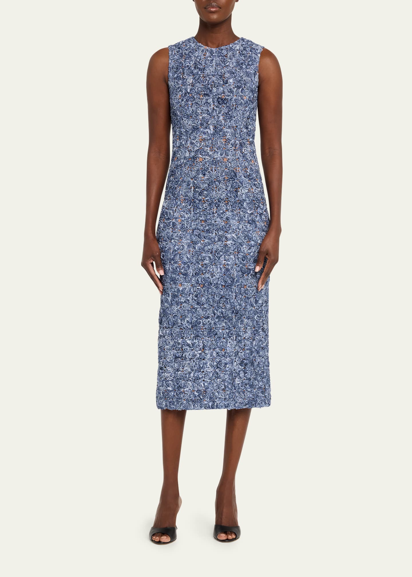 sachin and babi light blue dress Michael Kors Collection Tie-Dye Soutache Lace Midi Dress, Steel Multi, Women's, 10, Cocktail & Party Wedding Guest Dresses Midi Dresses