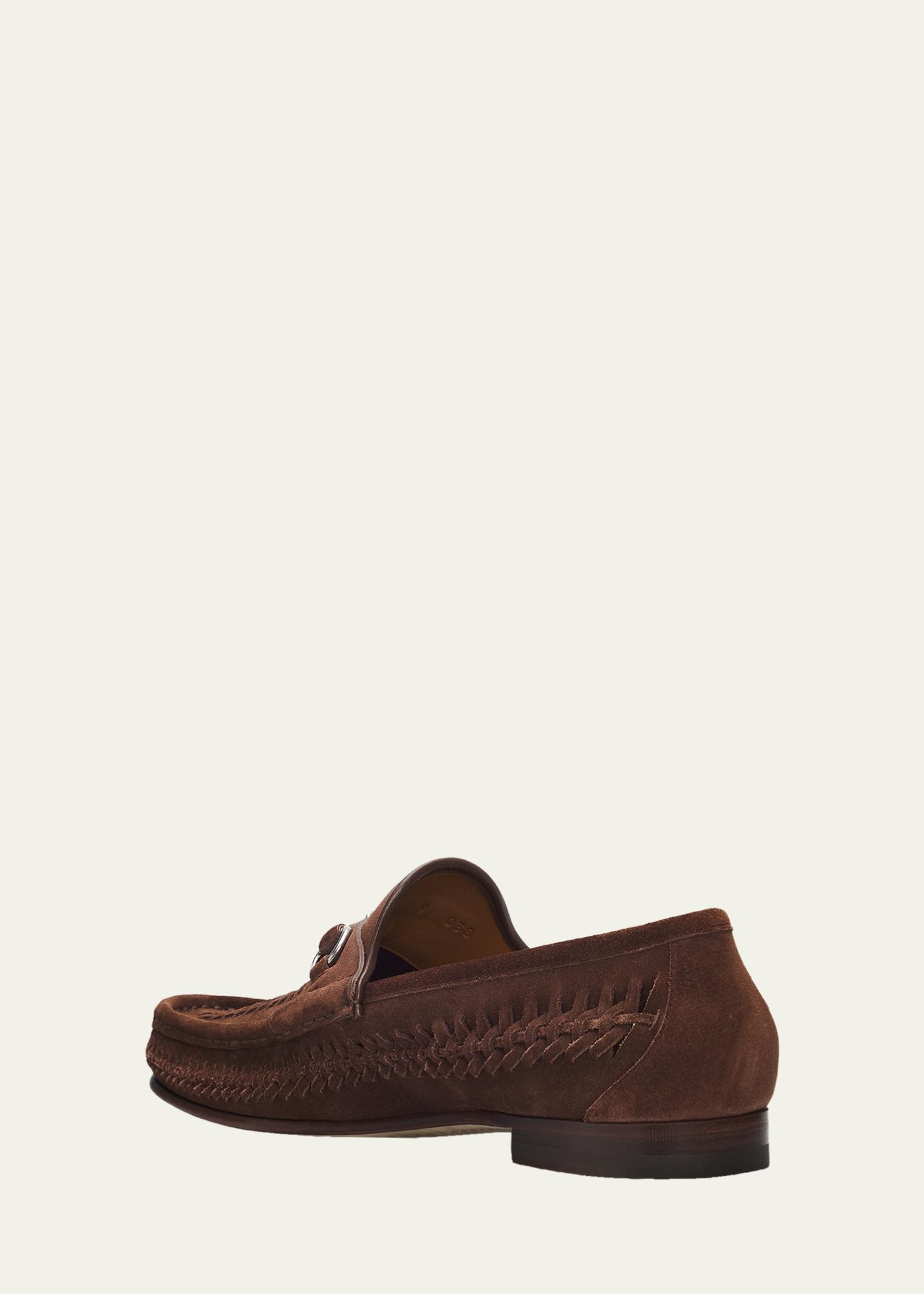 Gucci Men's Horsebit 1953 Woven Suede Bit Loafers - Bergdorf Goodman