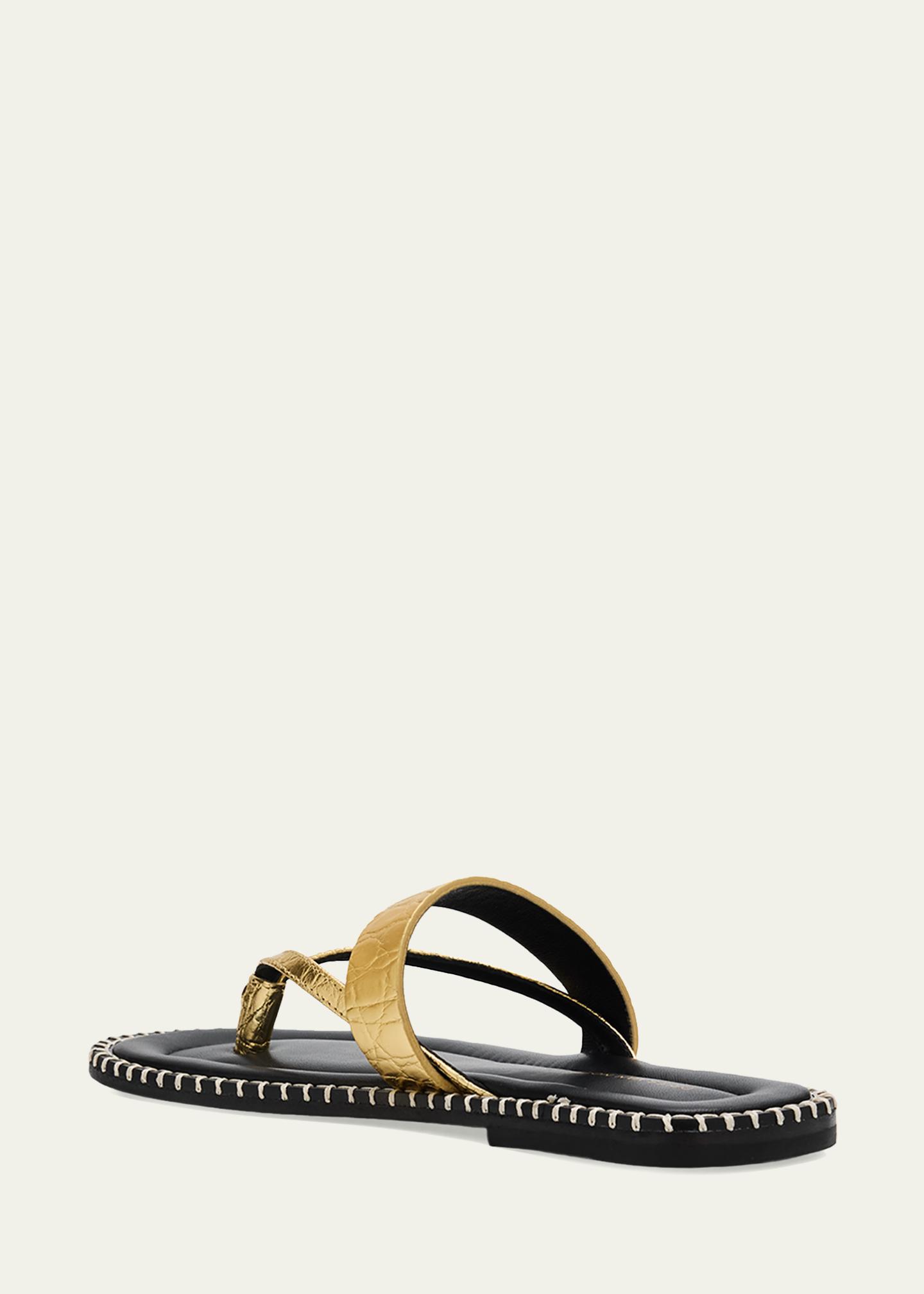 Dries Van Noten Croc-Effect Leather Flat Thong Sandals - Bergdorf