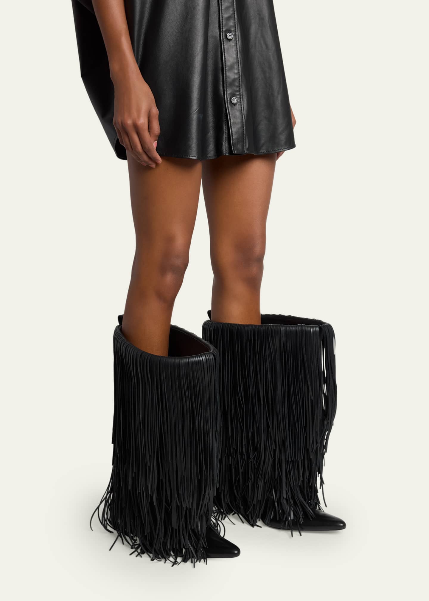 Balenciaga Avenue Fringe Leather Booties - Bergdorf Goodman