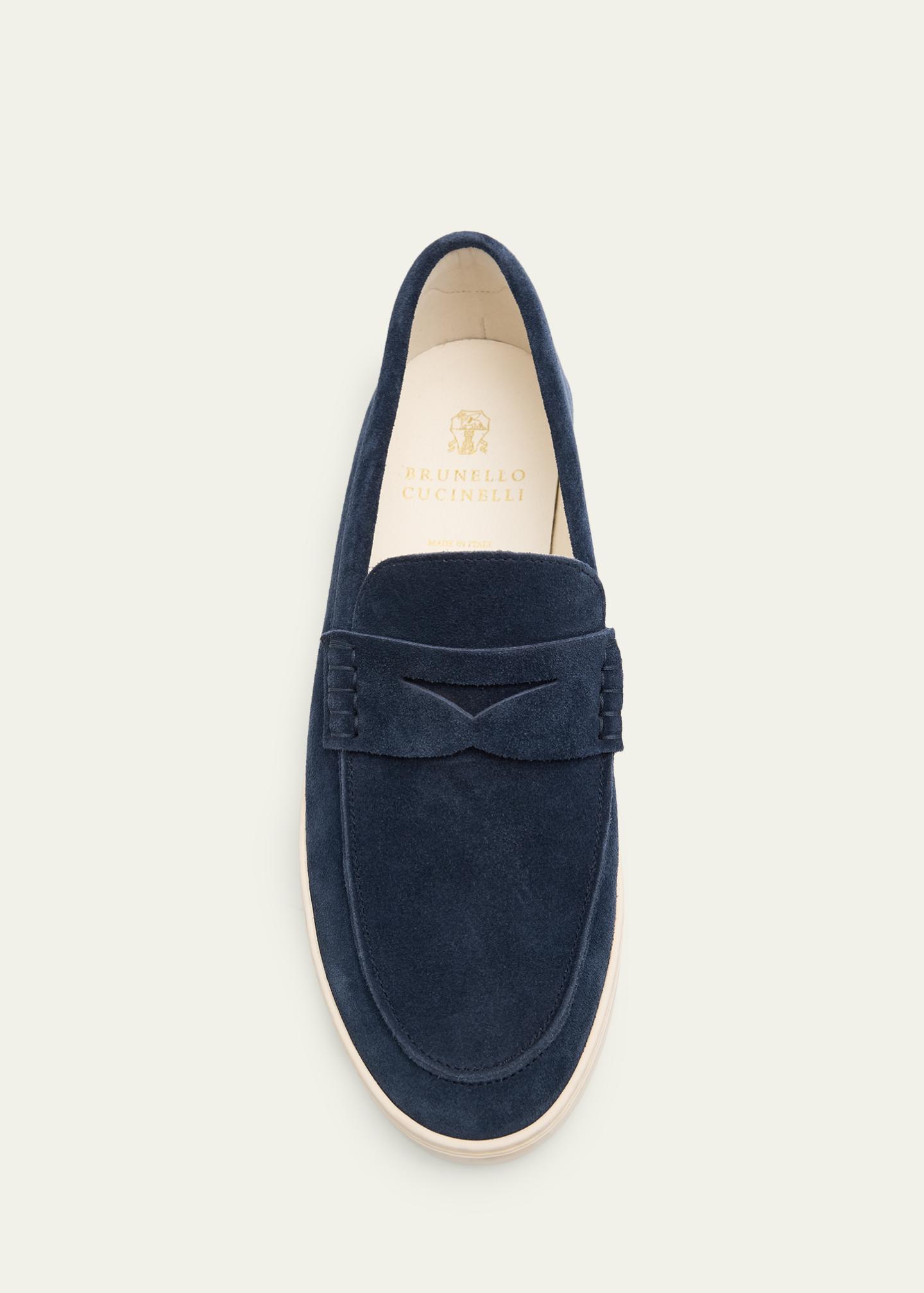Brunello Cucinelli Men's Suede Loafer Sneakers - Bergdorf Goodman