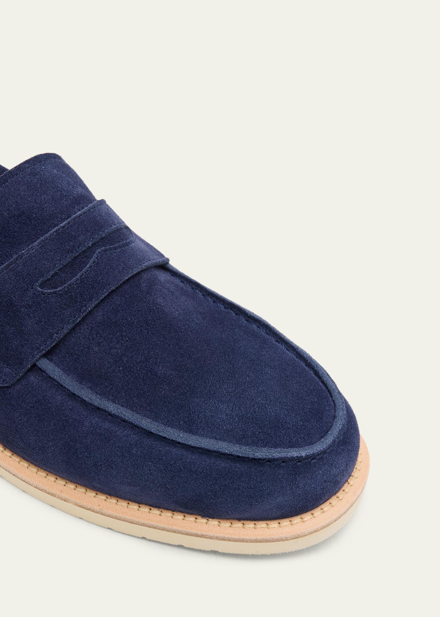 Brunello Cucinelli Blue Calfskin Slip-On Men\'s Loafers Brunello Cucinelli Men main image 2