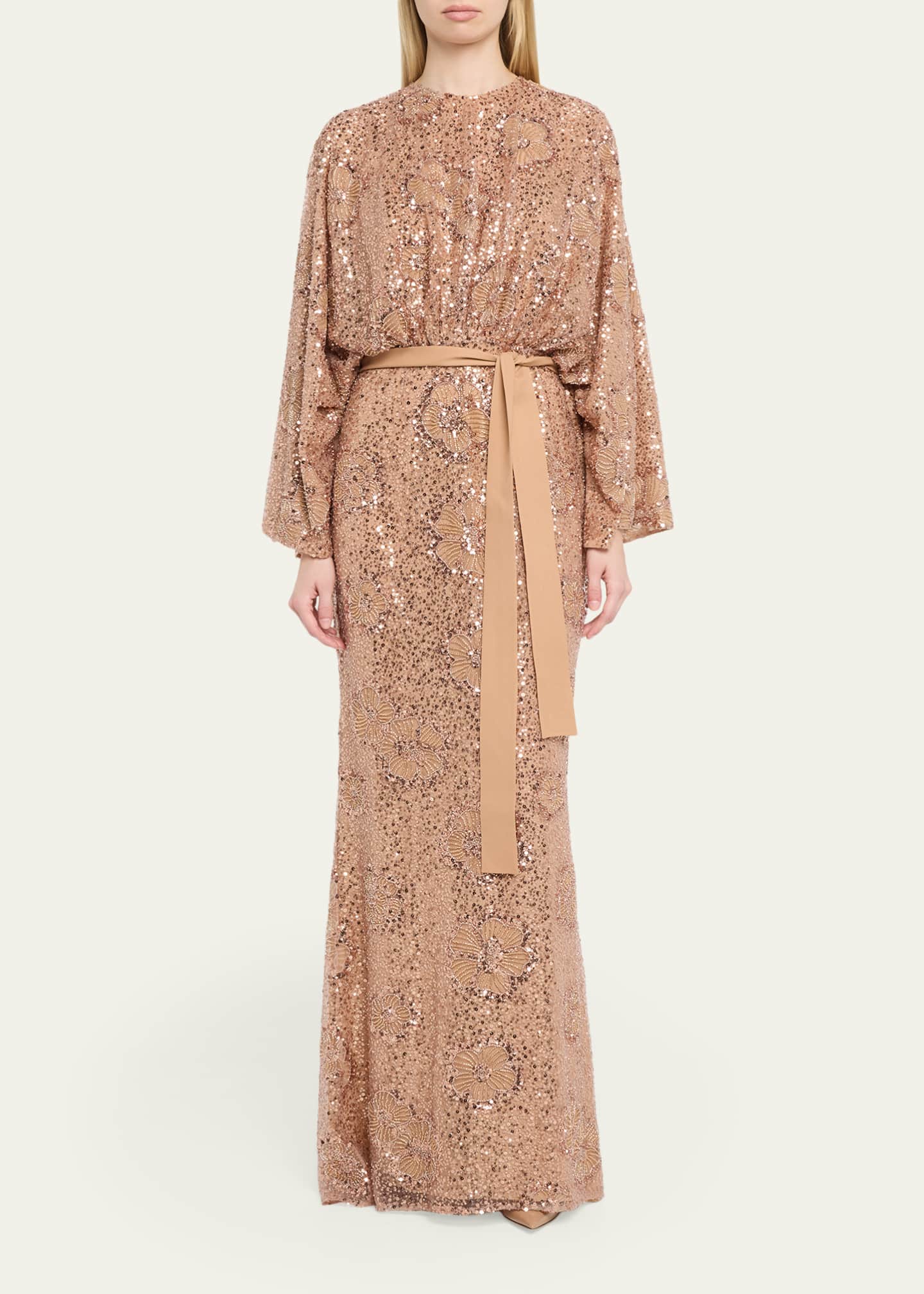 Elie Saab Semi-Sheer Sequin Embroidered Mesh Dress - Bergdorf Goodman