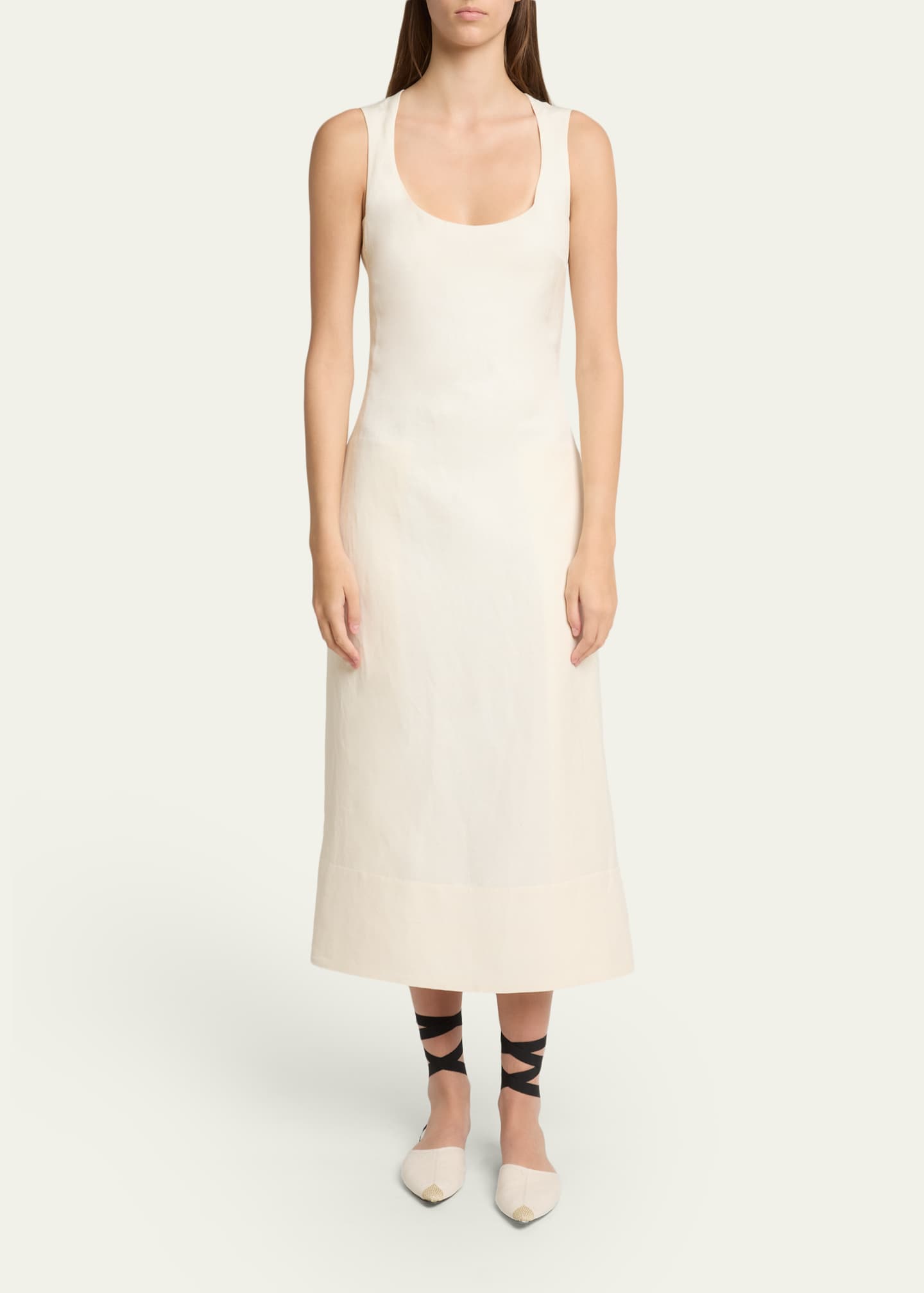 Jacquemus Scoop-Neck Linen Midi Dress - Bergdorf Goodman