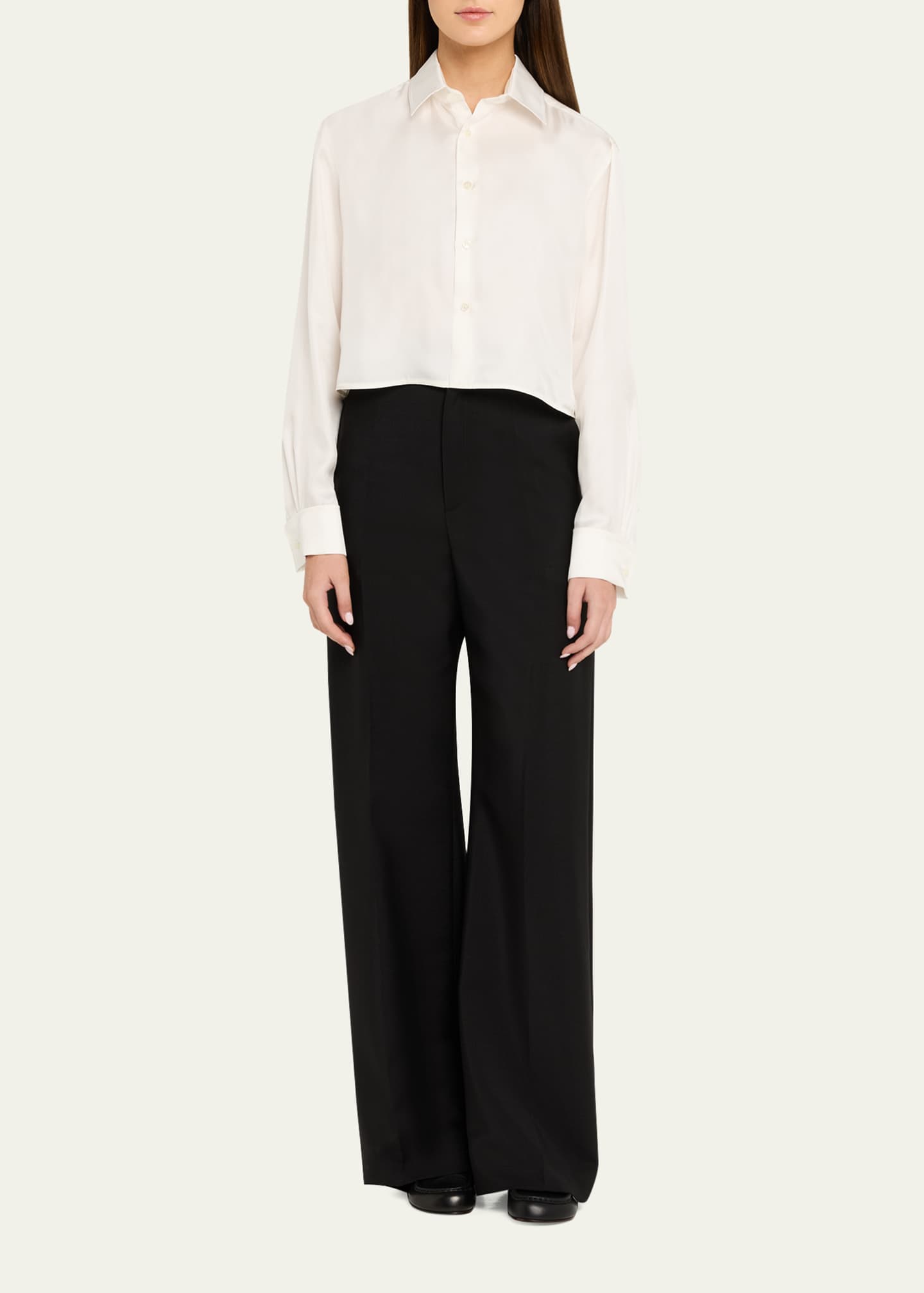 JW Anderson Silk Twill Crop Button-Down Shirt - Bergdorf Goodman