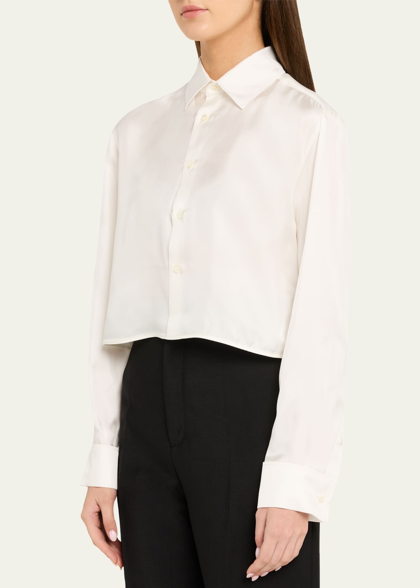 jw anderson シャツ JW Anderson Silk Twill Crop Button-Down Shirt - Bergdorf Goodman