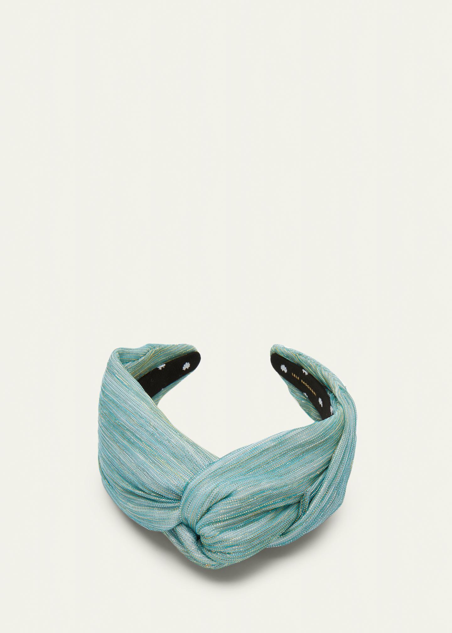Lele Sadoughi Jade Knotted Headband healing stone Lele Sadoughi Knotted Twinkle Crystal Headband - Sage | Vêtir main image 4