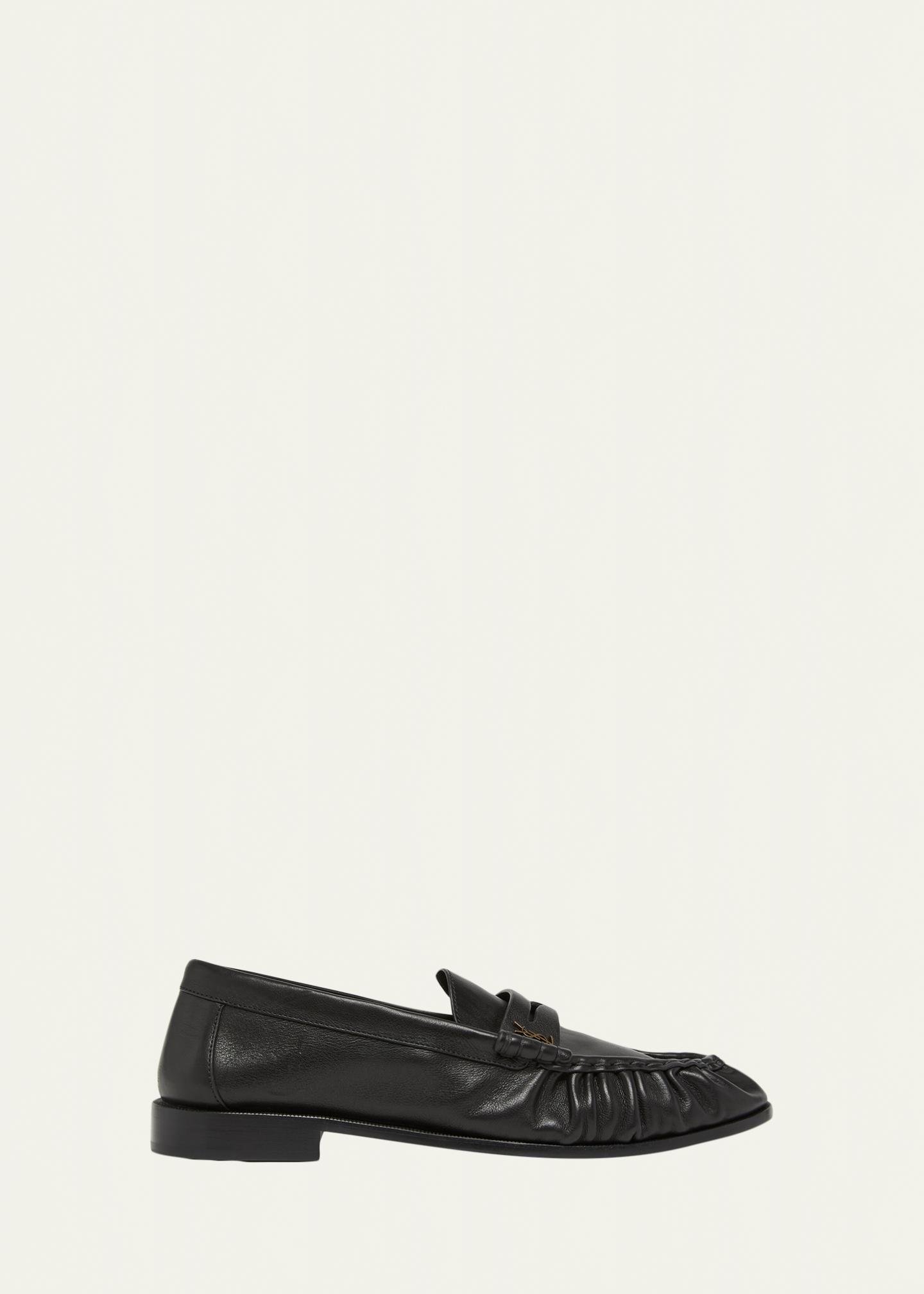Saint Laurent Men's Le Loafer Creased Leather Mules - Bergdorf Goodman