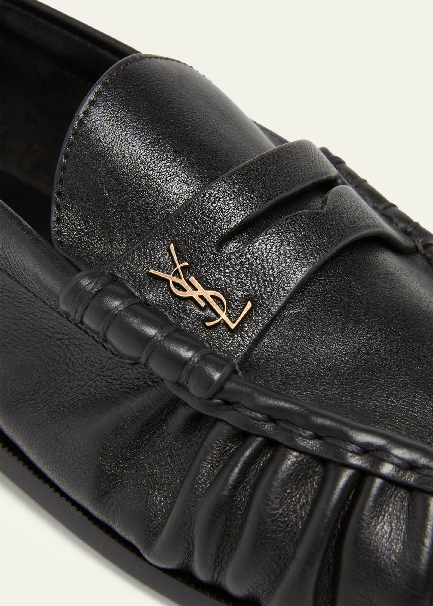Saint Laurent Men's Le Loafer Creased Leather Mules - Bergdorf Goodman