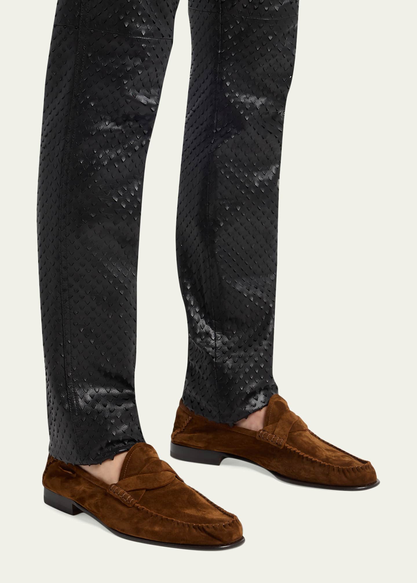 TOM FORD Men's Ripley Suede Twist-Strap Loafers - Bergdorf Goodman