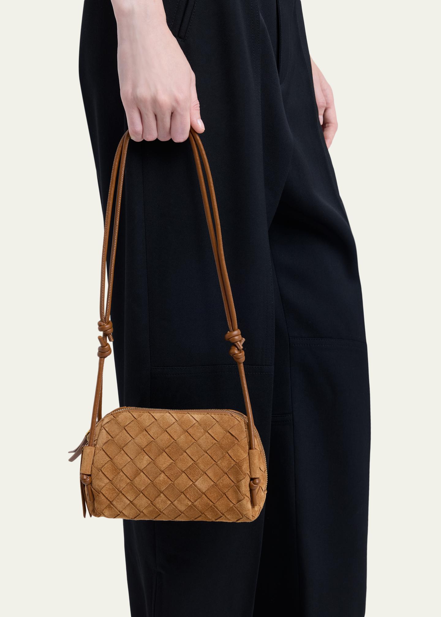 Bottega Veneta Concert Pouch Intrecciato Suede Crossbody Bag 