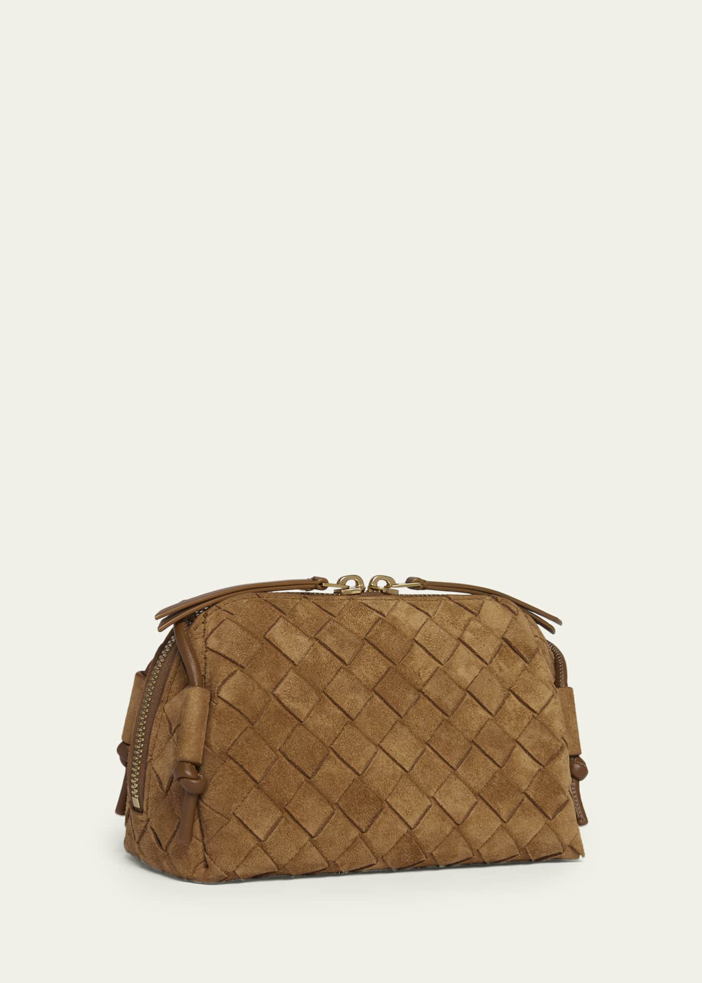 Bottega Veneta Concert Pouch Intrecciato Suede Crossbody Bag