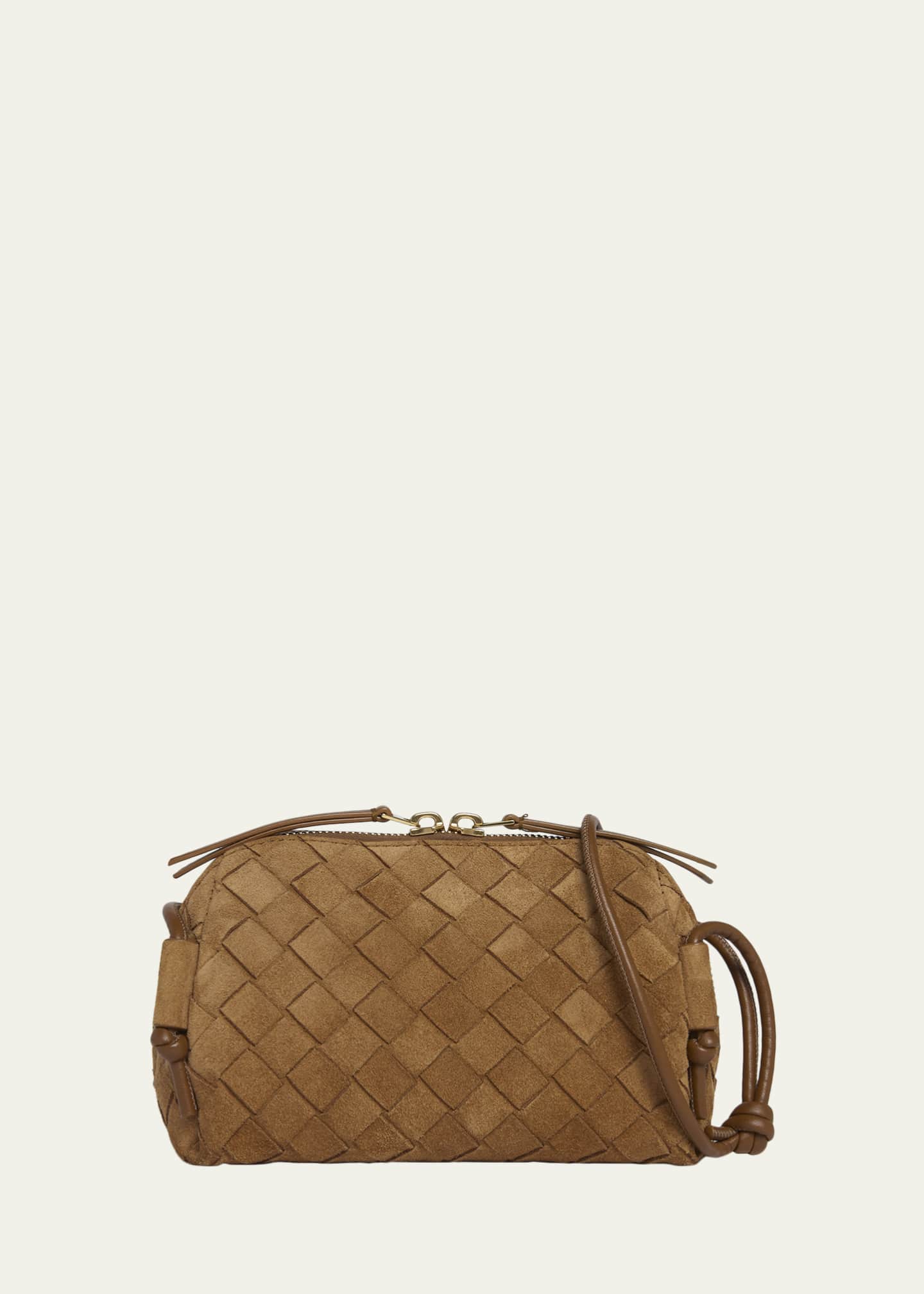 Bottega Veneta Concert Pouch Intrecciato Suede Crossbody Bag