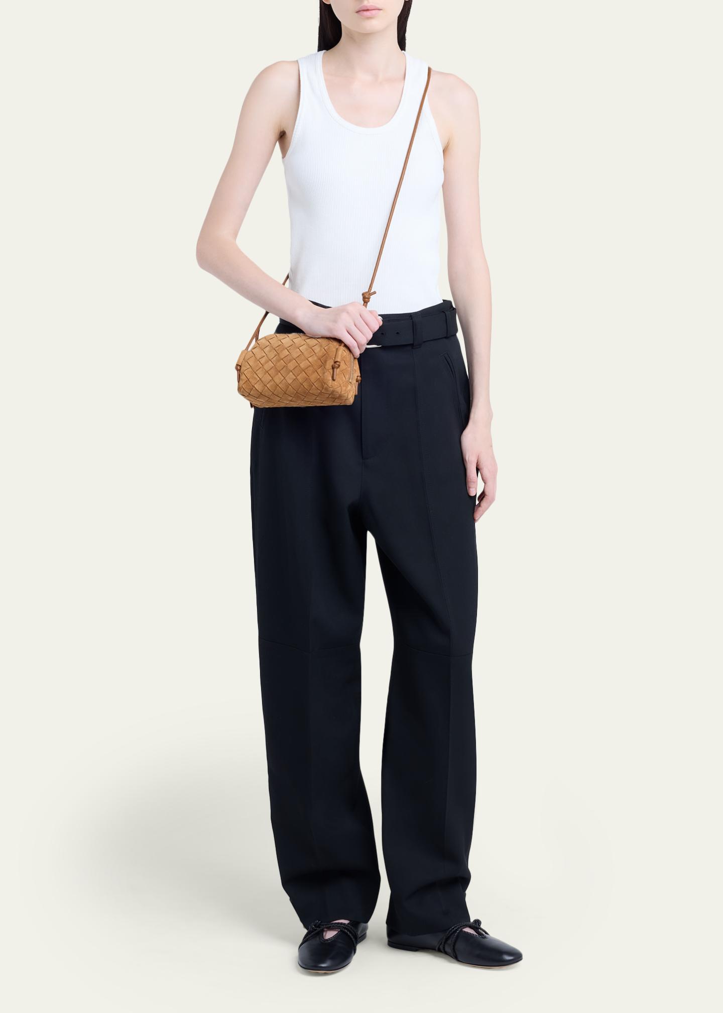 Bottega Veneta Concert Pouch Intrecciato Suede Crossbody Bag 