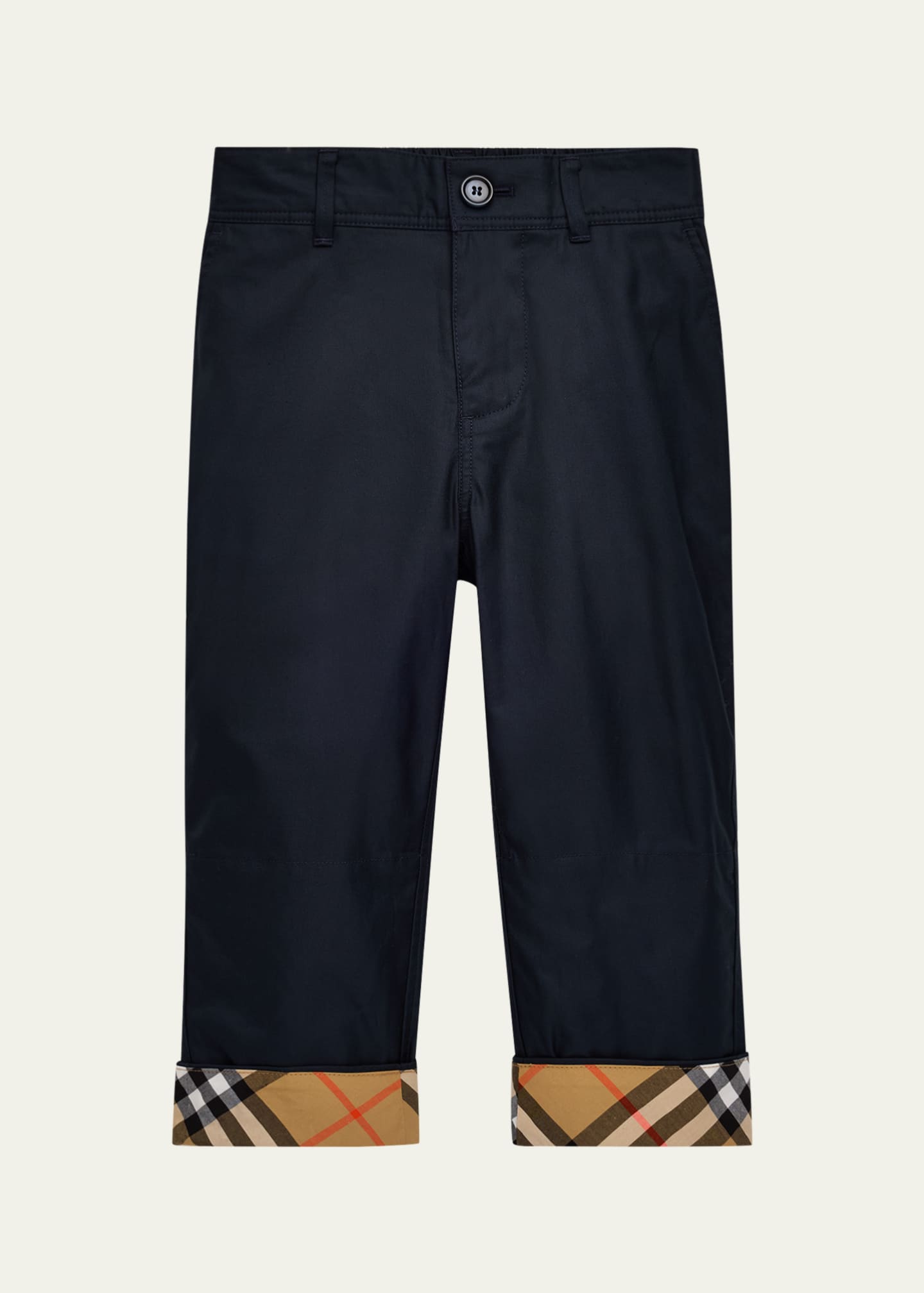 Burberry Kid's Check Turn-Up Cotton Trousers, Size 3-14 - Bergdorf