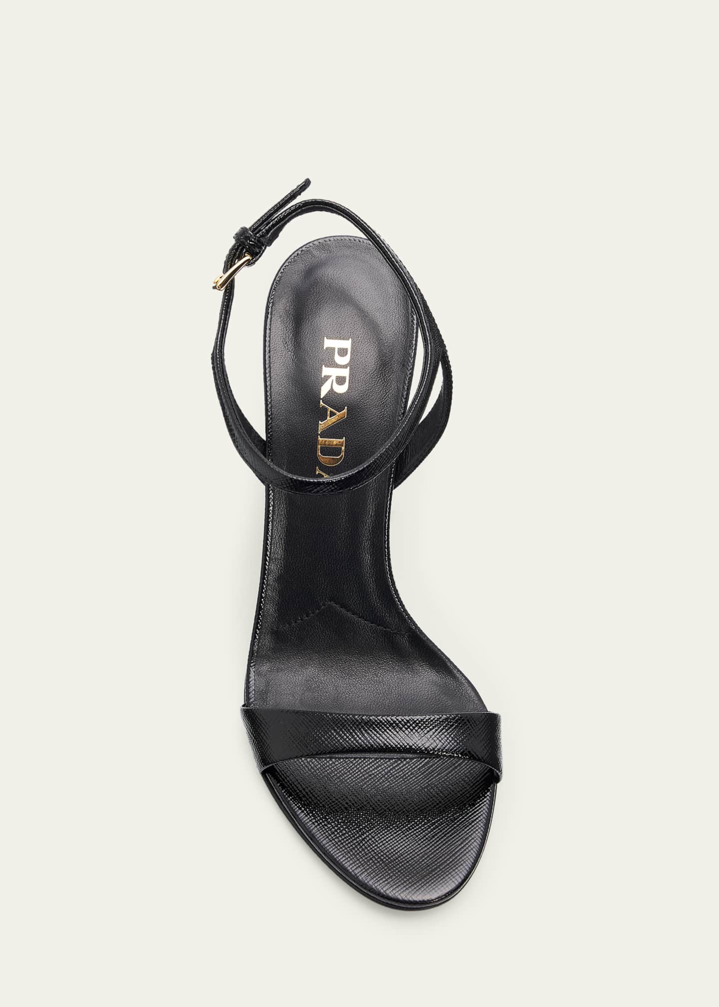 Prada 85mm Vernice Saffiano Leather Ankle-Strap Sandals - Bergdorf