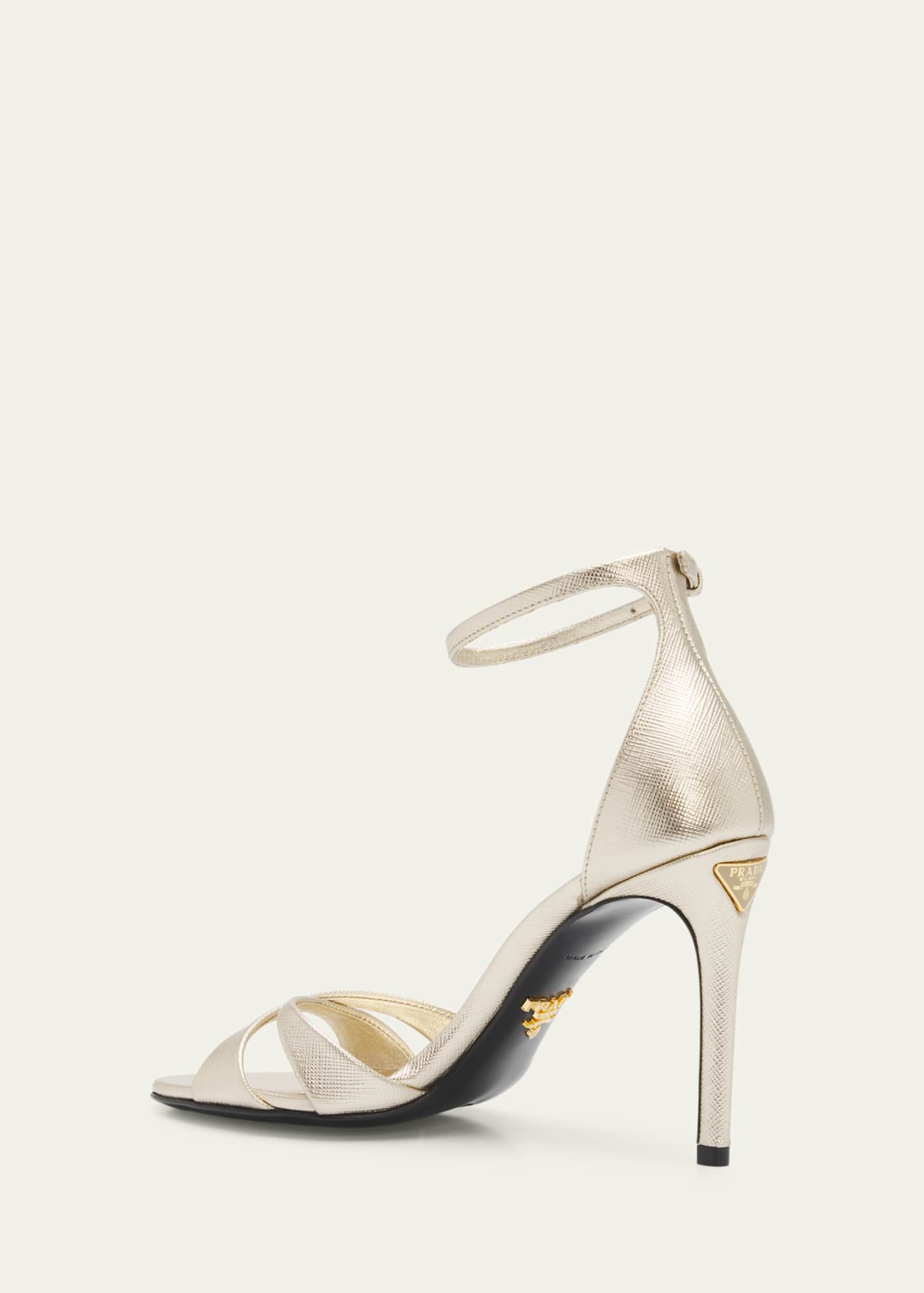 Prada 95mm Vernice Saffiano Leather Ankle-Strap Sandals - Bergdorf