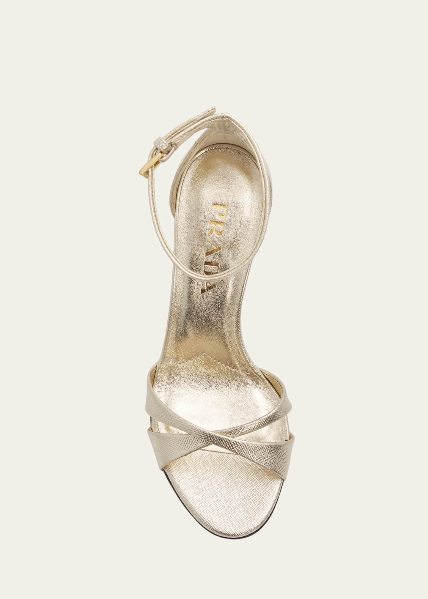 Prada 95mm Vernice Saffiano Leather Ankle-Strap Sandals - Bergdorf