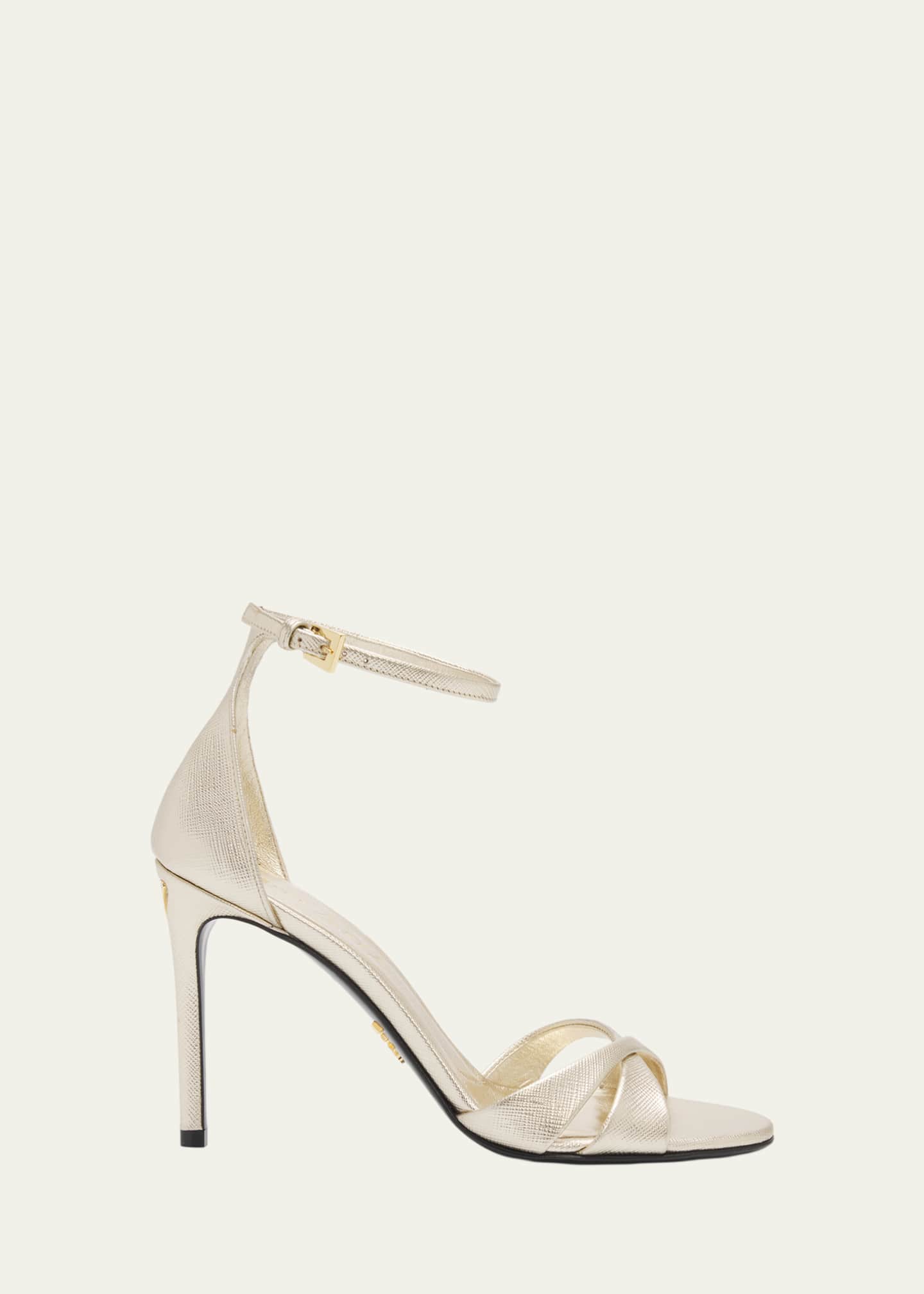 Prada 95mm Vernice Saffiano Leather Ankle-Strap Sandals - Bergdorf