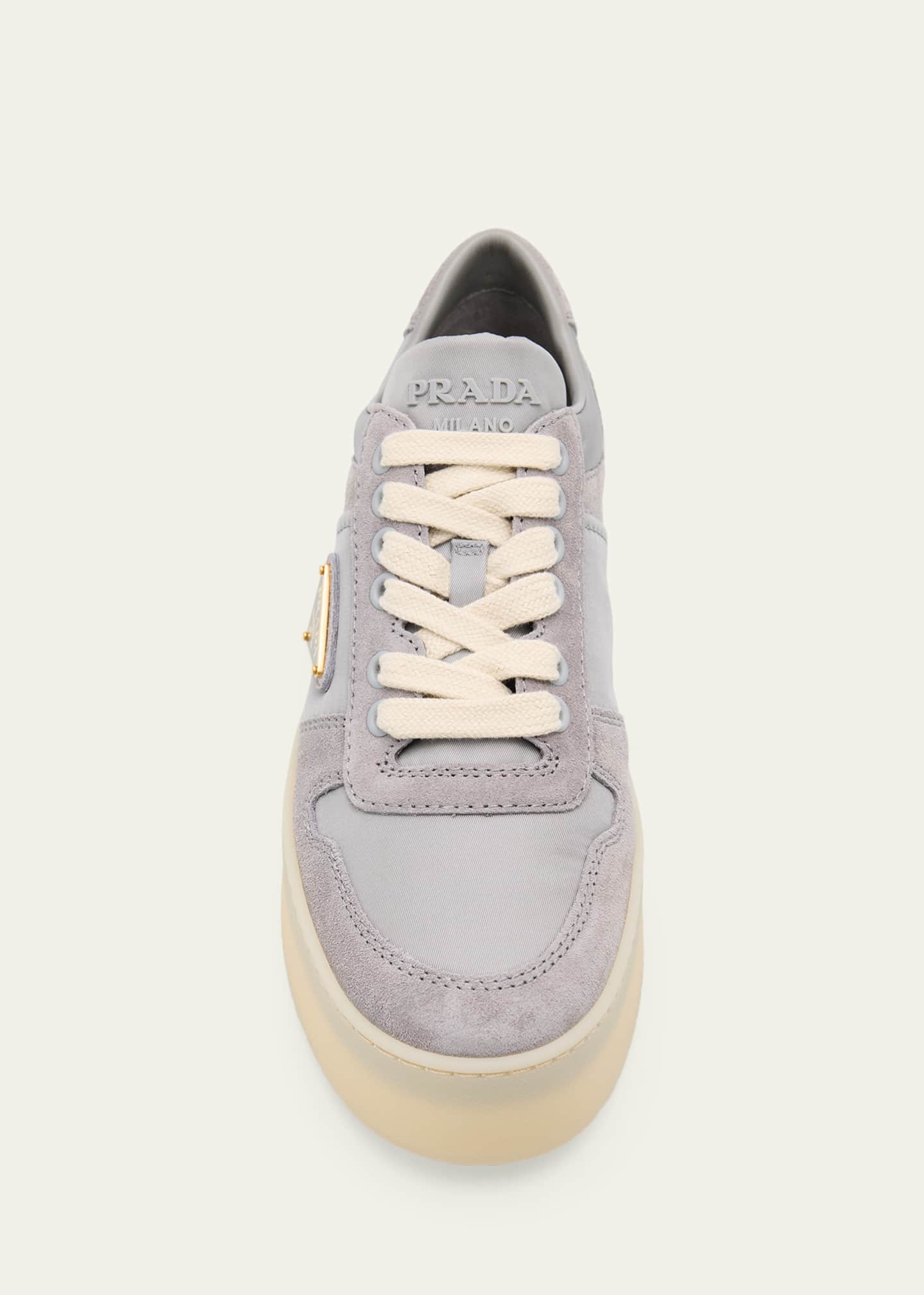 Prada Downtown Bold Re-Nylon and Suede Platform Sneakers