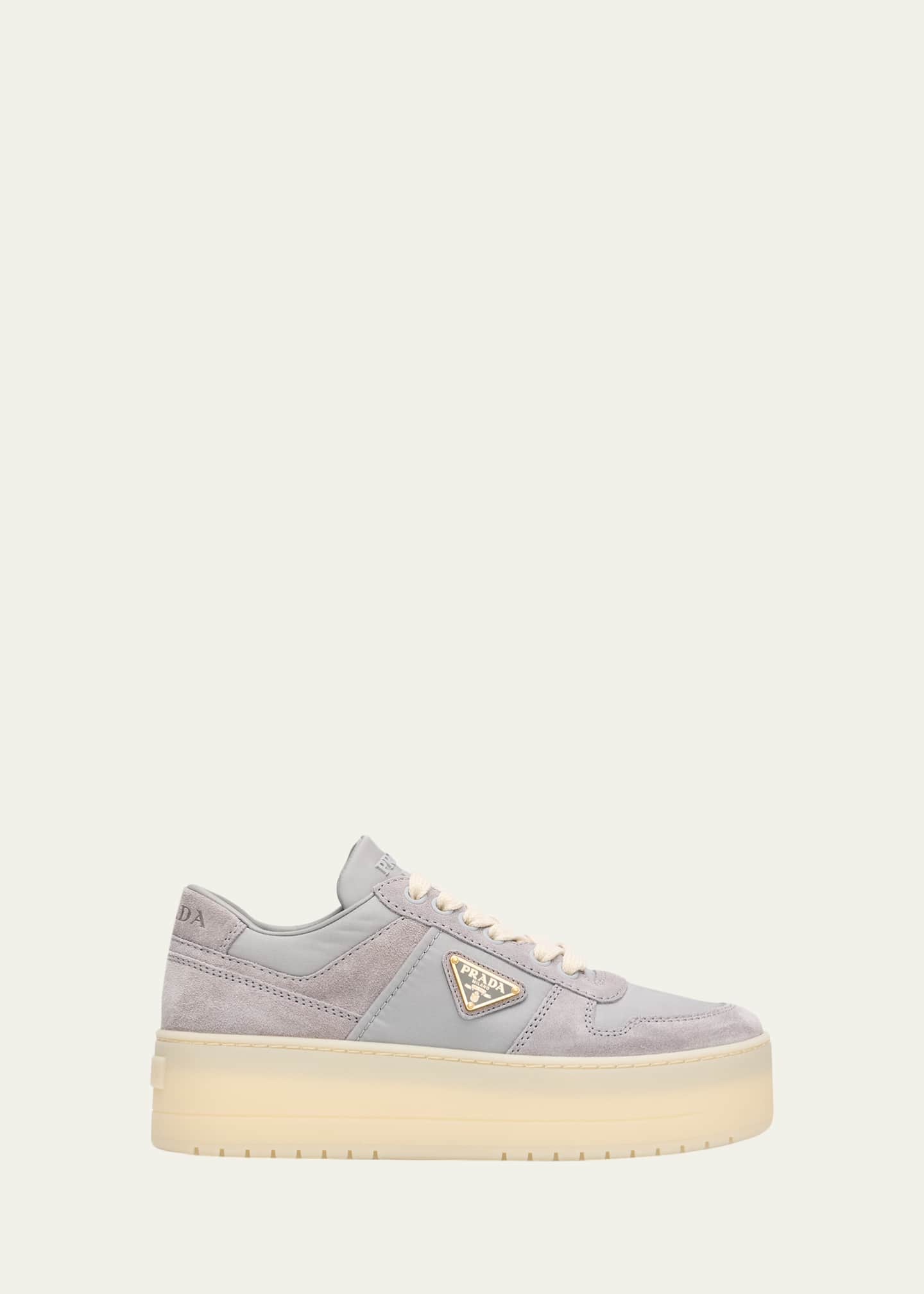 Prada Downtown Bold Re-Nylon and Suede Platform Sneakers