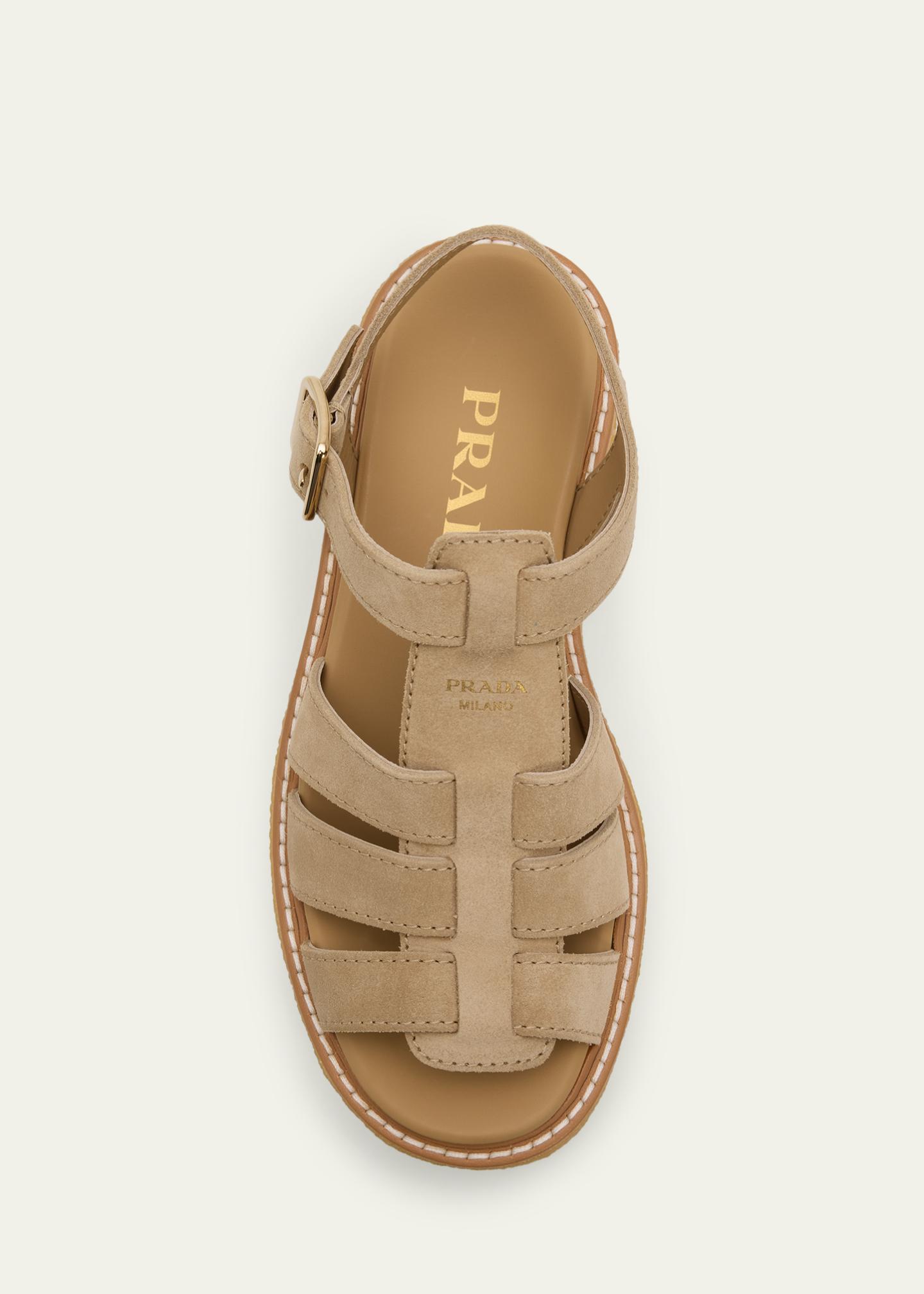 Prada 55mm Stride Suede Platform Fisherman Sandals - Bergdorf Goodman