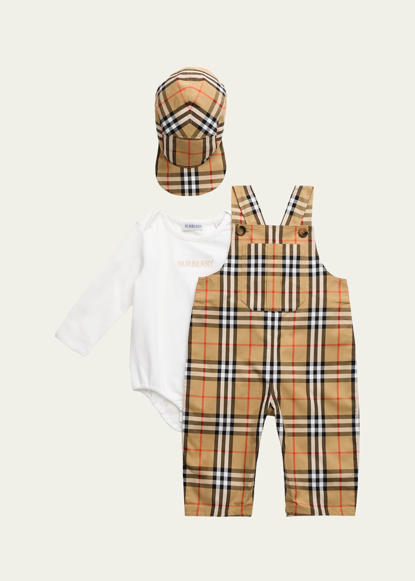Burberry Boy's Check Cotton Three-Piece Gift Set, Size 1M-18M