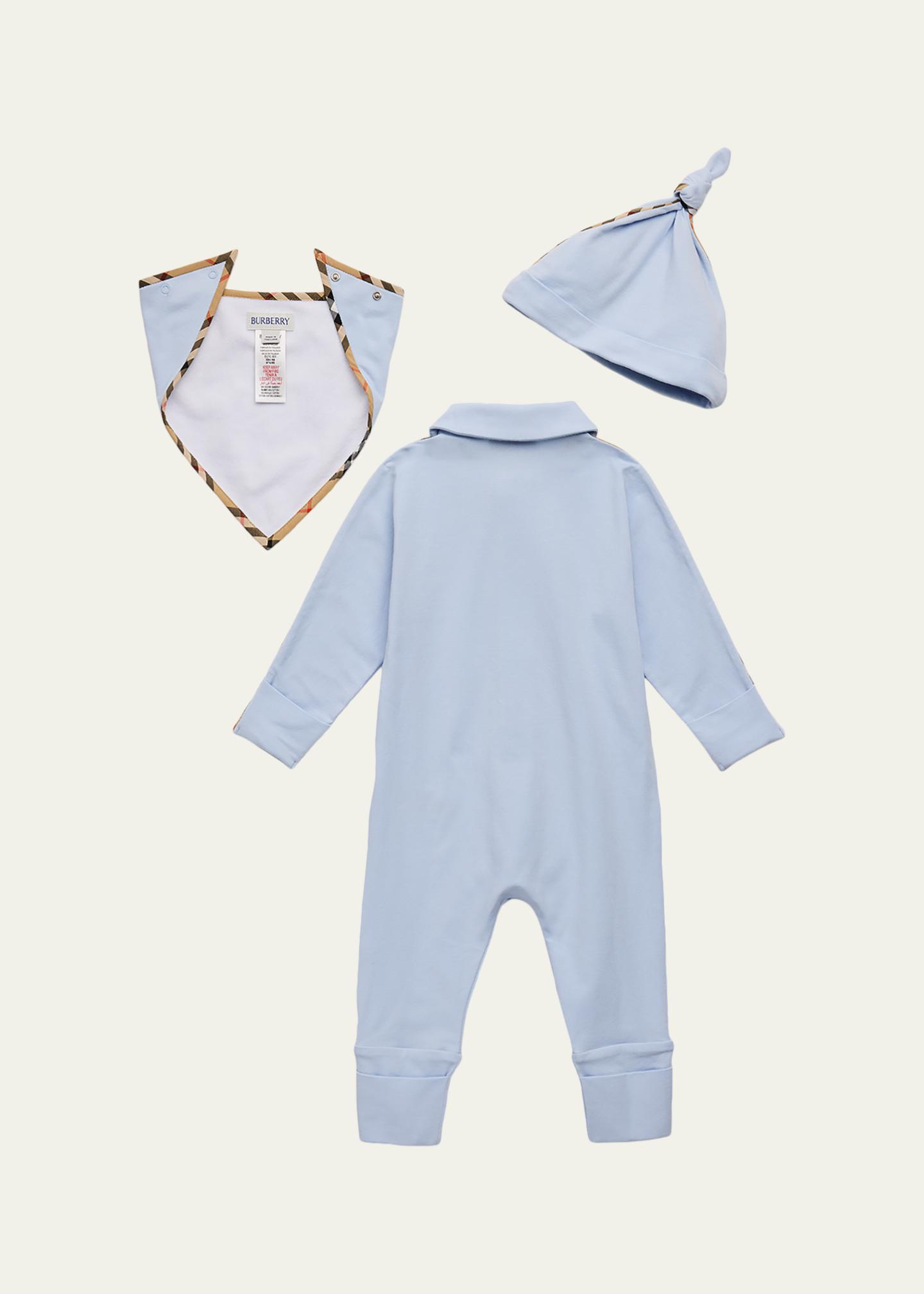 Burberry Boy's Stretch Cotton Three-Piece Gift Set, Size 1M-18M