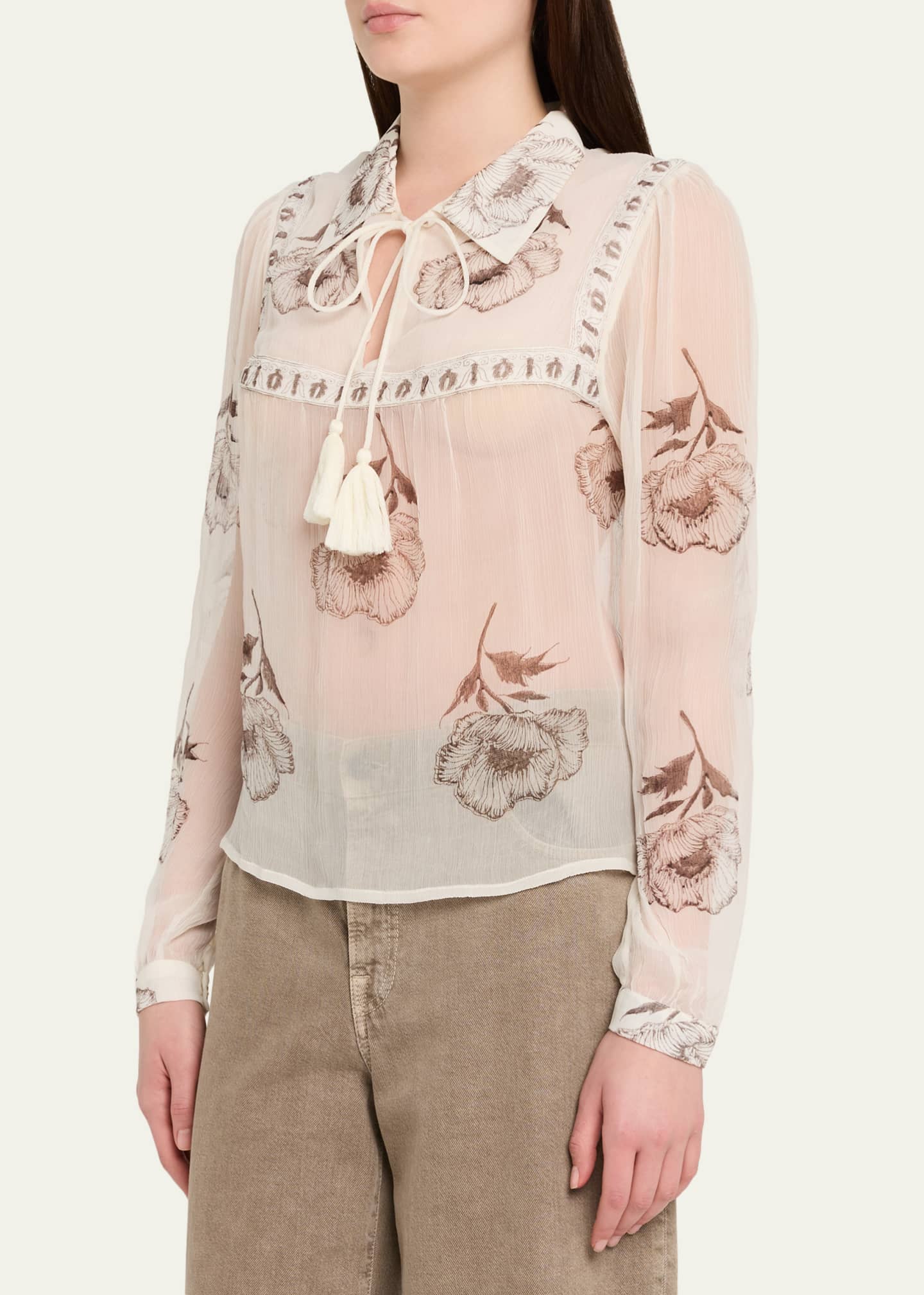 Alix of Bohemia Pascal Obsidian Poppy Sheer Blouse - Bergdorf Goodman