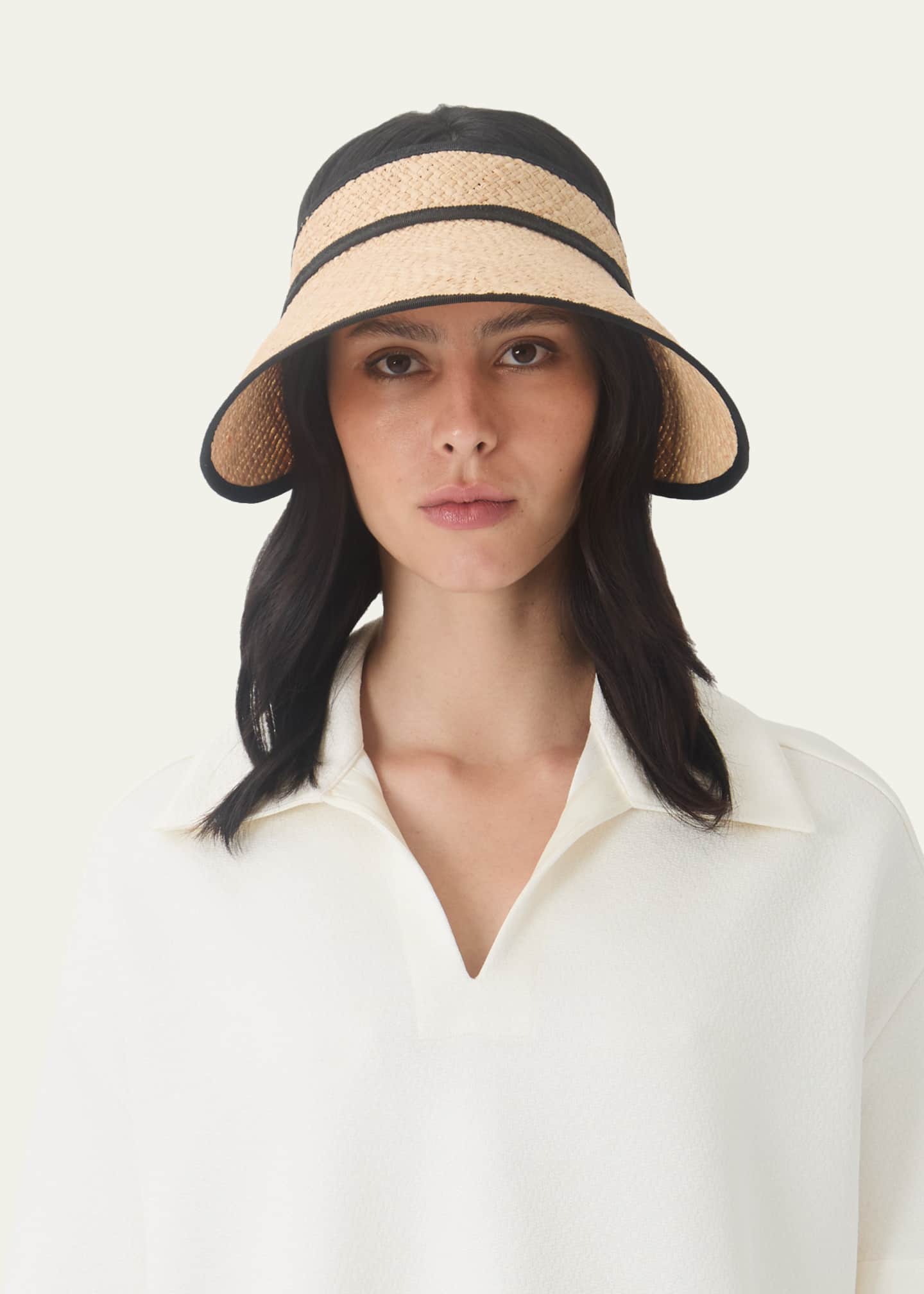 Eugenia Kim Trixie Raffia Sun Visor - Bergdorf Goodman