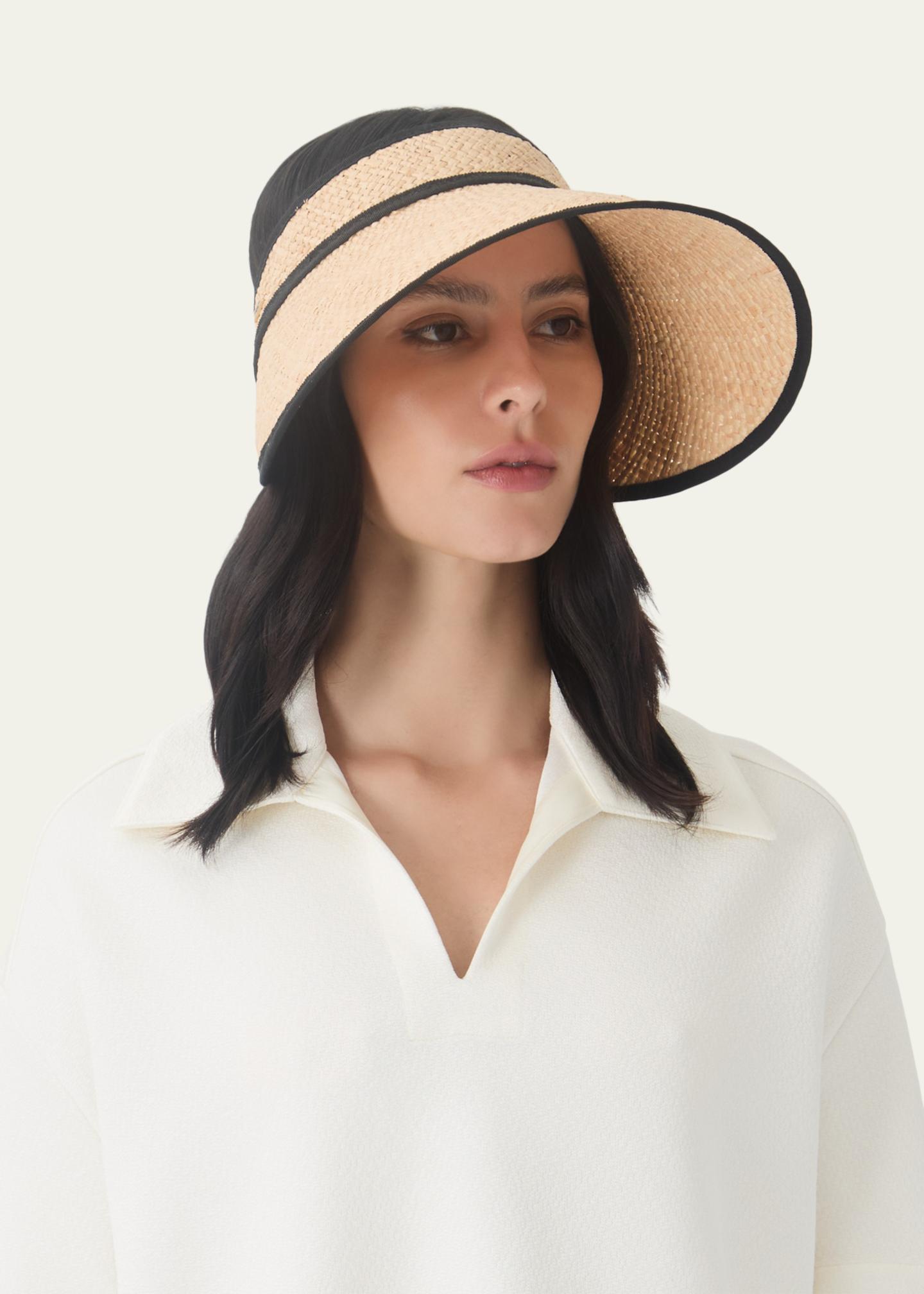 Genie by Eugenia Kim Tan Straw Cloche Visor with Cream Trim Eugenia Kim Trixie Raffia Sun Visor - Bergdorf Goodman main image 2