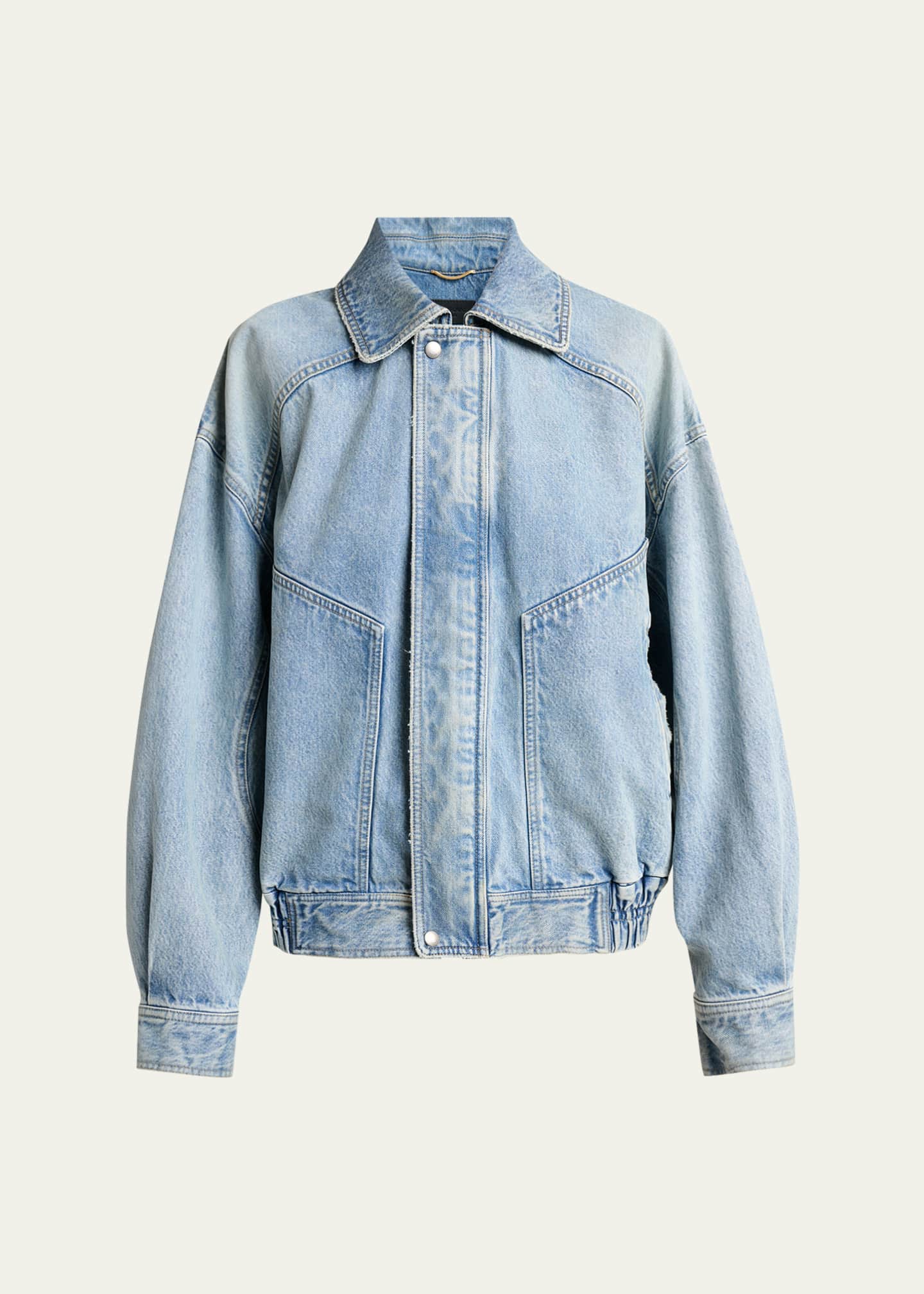 Saint Laurent Oversized Denim Zip Shirt Jacket - Bergdorf Goodman