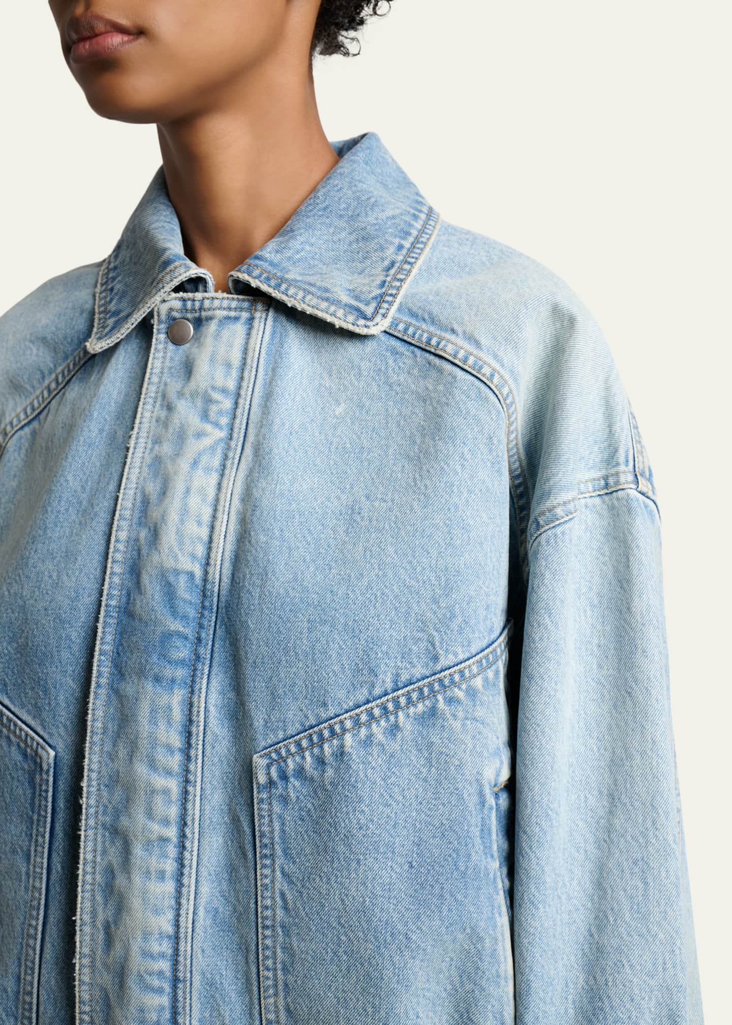 Saint Laurent Oversized Denim Zip Shirt Jacket - Bergdorf Goodman