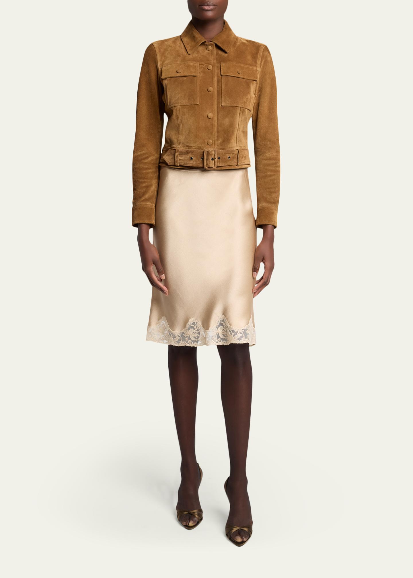 Saint Laurent Belted Suede Jacket - Bergdorf Goodman